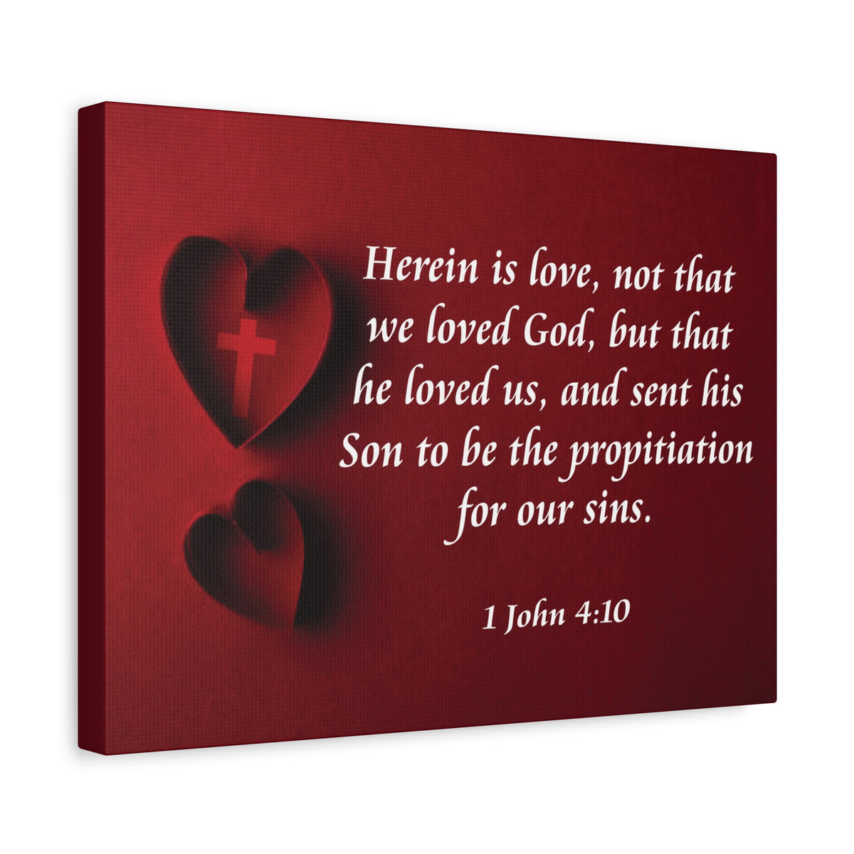 Bible Verse Canvas Herein is Love 1 John 4:10 Christian Home Décor Wall Art Scripture Ready to Hang Faith Print-Express Your Love Gifts