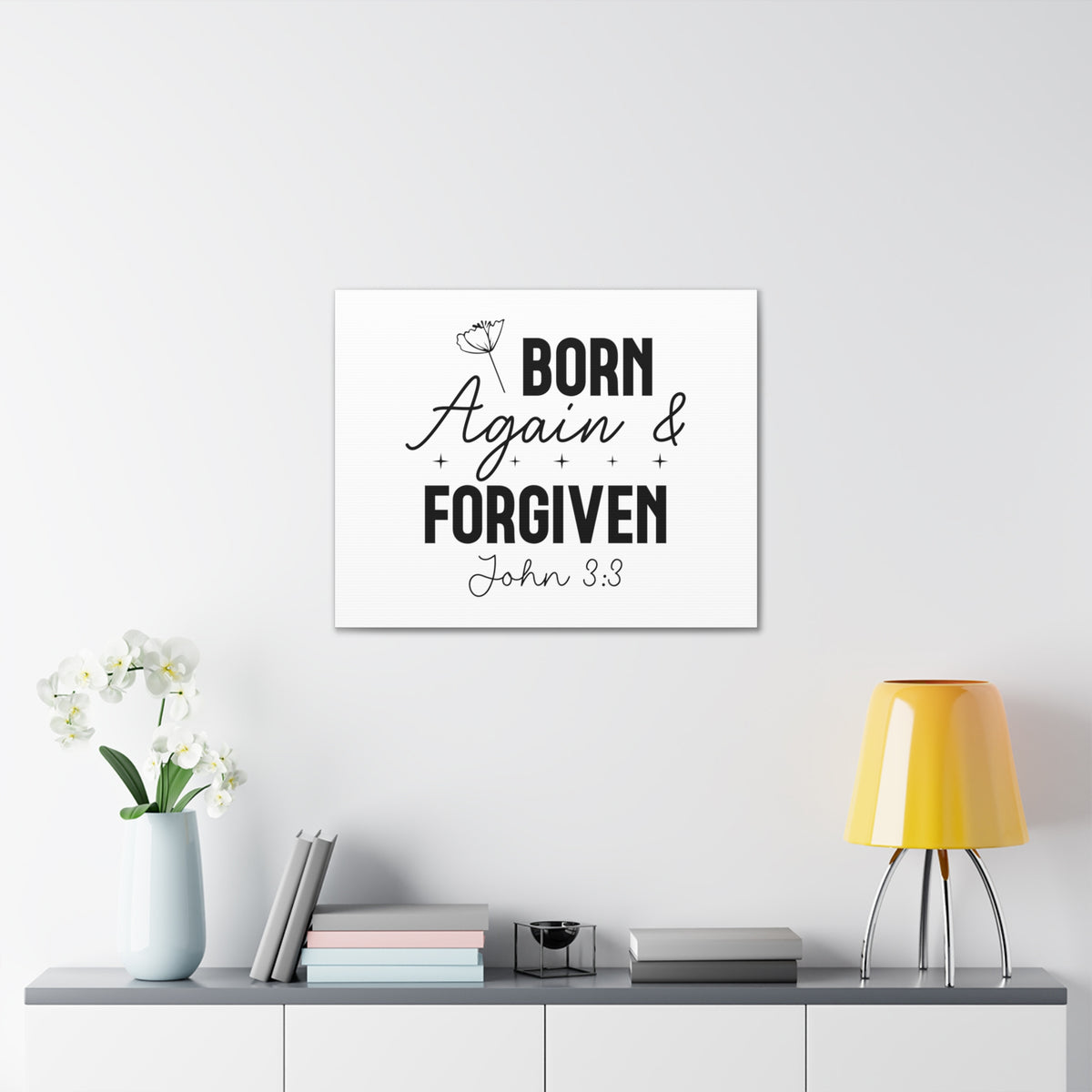 Scripture Walls John 3:3 Born Again and Forgiven Bible Verse Canvas Christian Wall Art Ready to Hang Unframed-Express Your Love Gifts