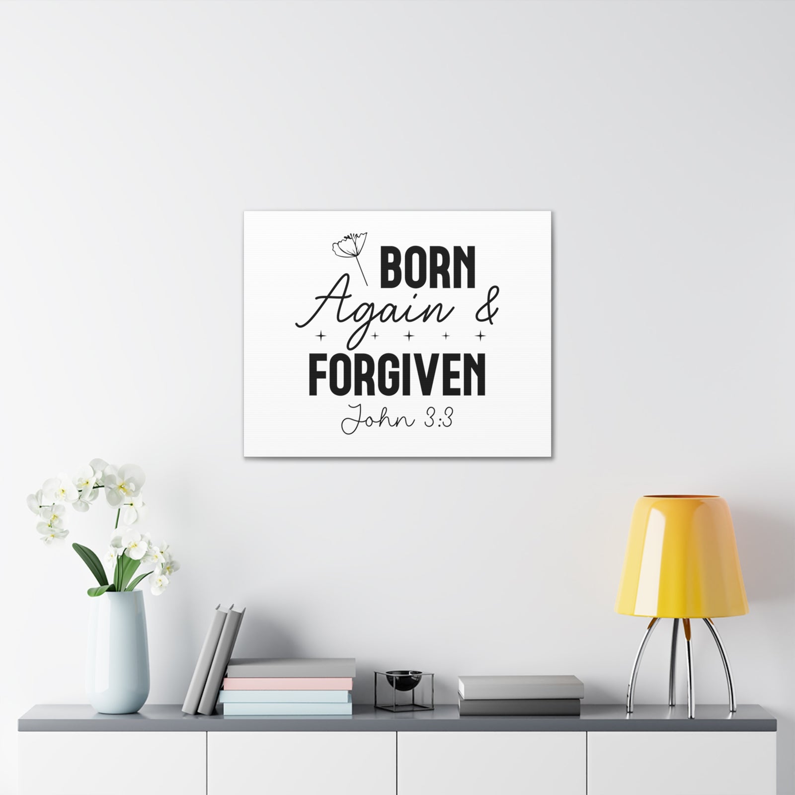 Scripture Walls John 3:3 Born Again and Forgiven Bible Verse Canvas Christian Wall Art Ready to Hang Unframed-Express Your Love Gifts