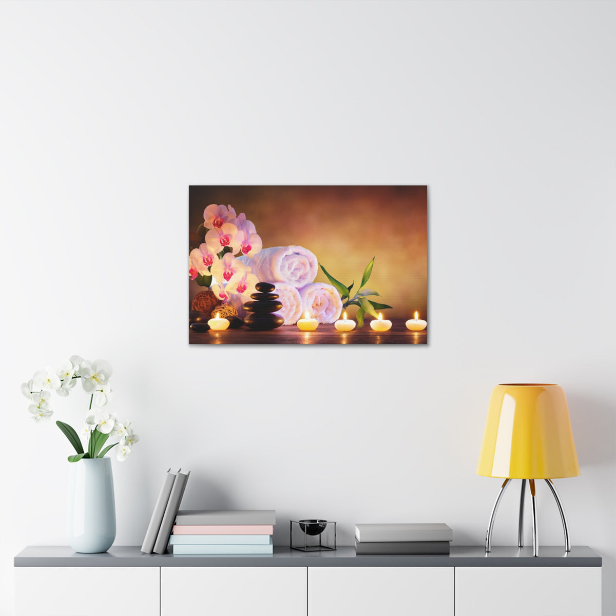 Massage Stones with Towels Forest Floral Nature Photography Canvas Wall Art for Home Decor Ready-to-Hang-Express Your Love Gifts