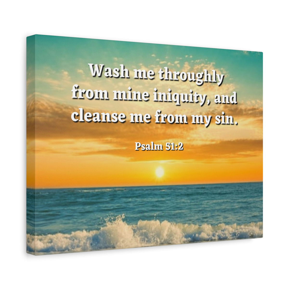 Scripture Canvas Washed Away Psalm 51:2 Christian Wall Art Bible Verse Print Ready to Hang-Express Your Love Gifts