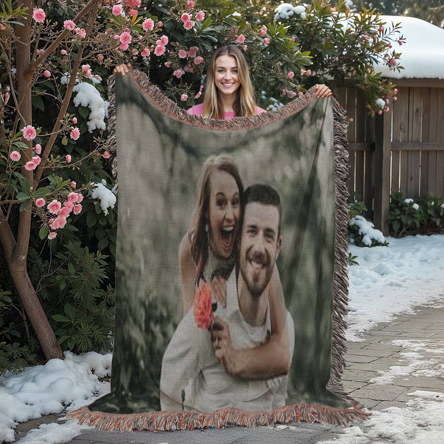 Personlaized Upload Your Own Portrait Heirloom Photo Woven Blanket-Express Your Love Gifts