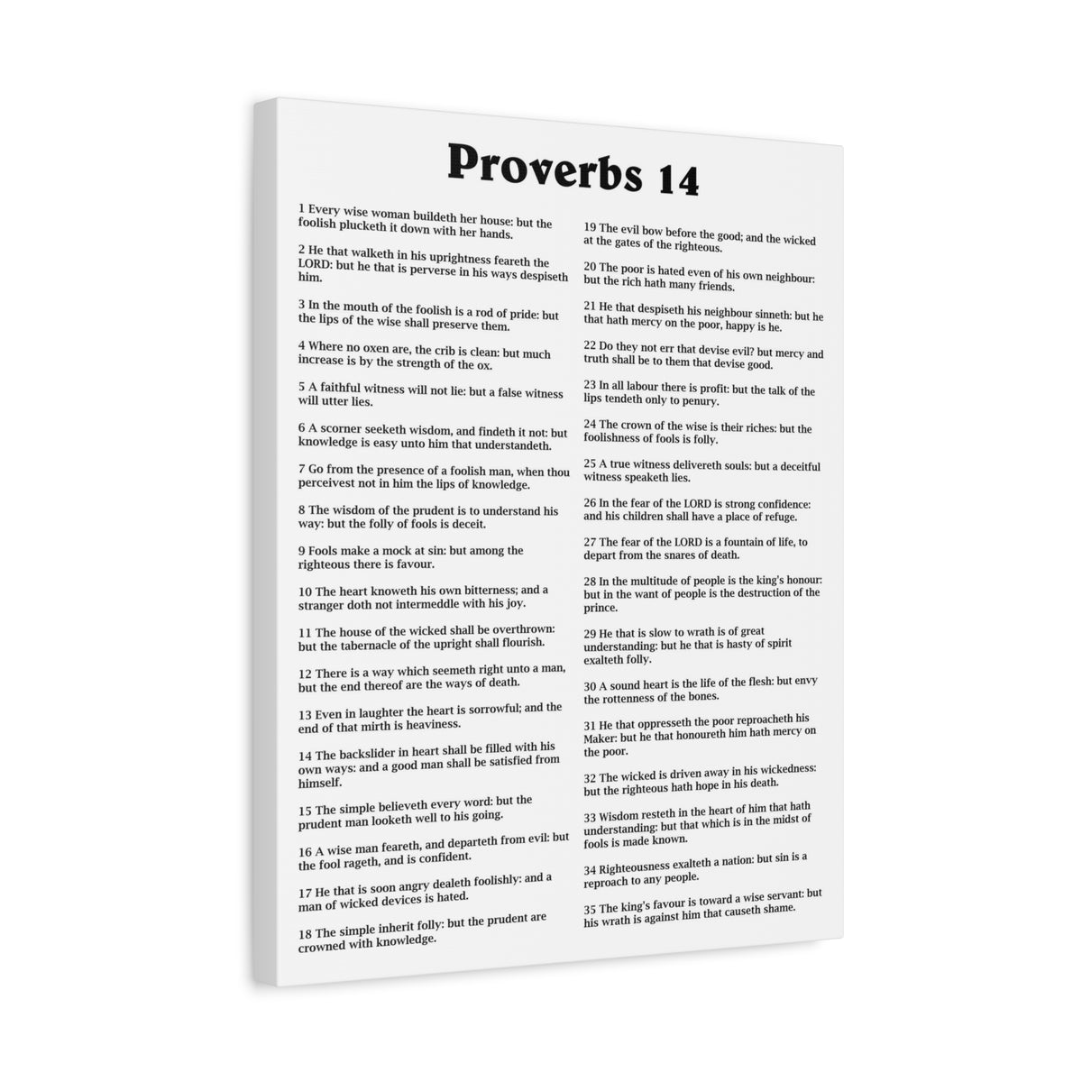 Scripture Walls Proverbs Chapter 14 White Bible Canvas Christian Wall Art Ready to Hang Unframed-Express Your Love Gifts