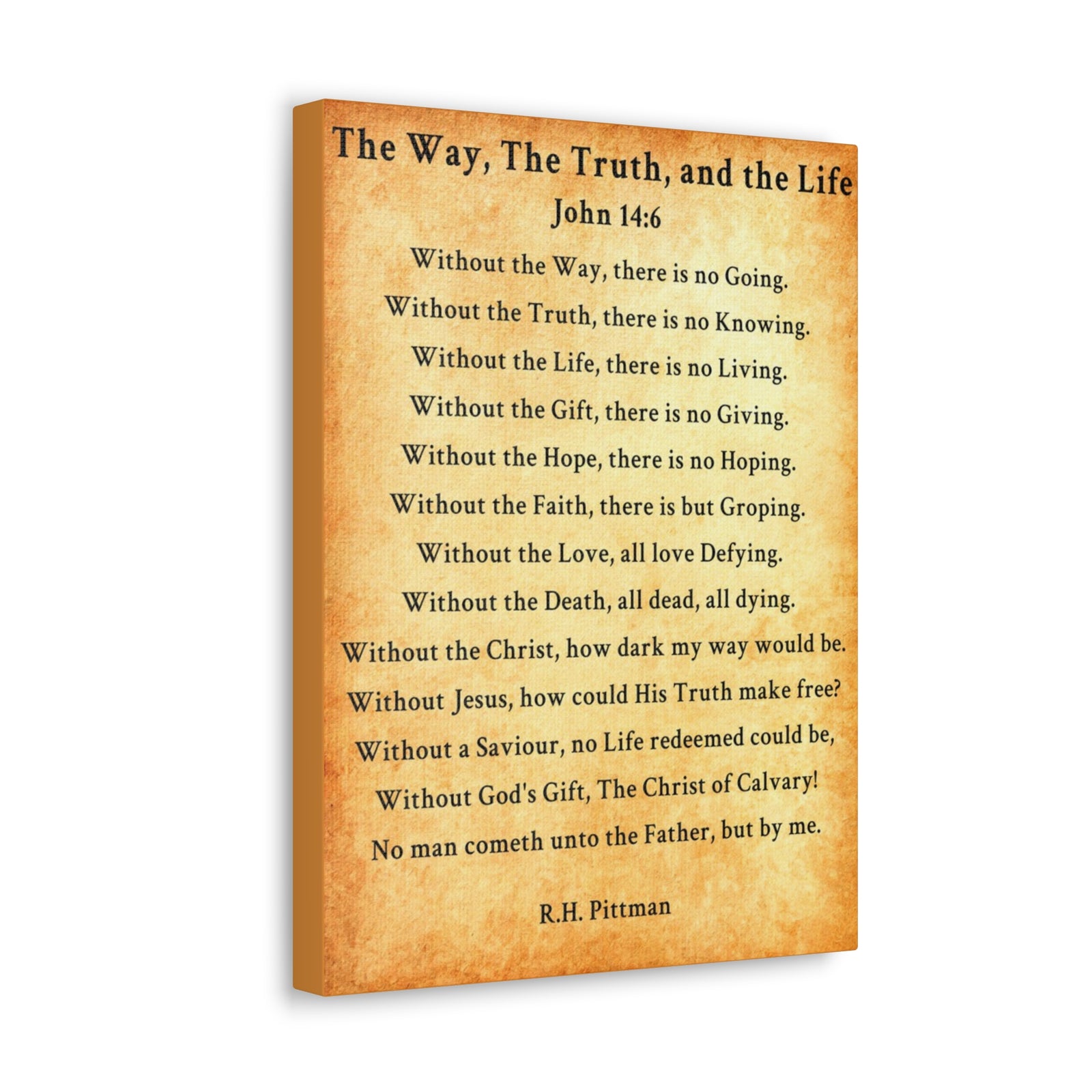 Scripture Walls Way Truth Life John 14:6 Gold Bible Verse Canvas Christian Wall Art Ready to Hang Unframed-Express Your Love Gifts