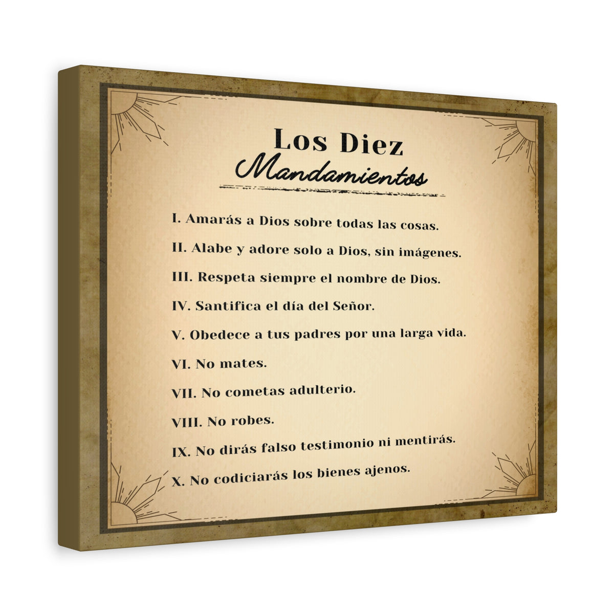Los Diez Mandamientos 10 Commandments Spanish Christian Wall Art Print Ready to Hang-Express Your Love Gifts