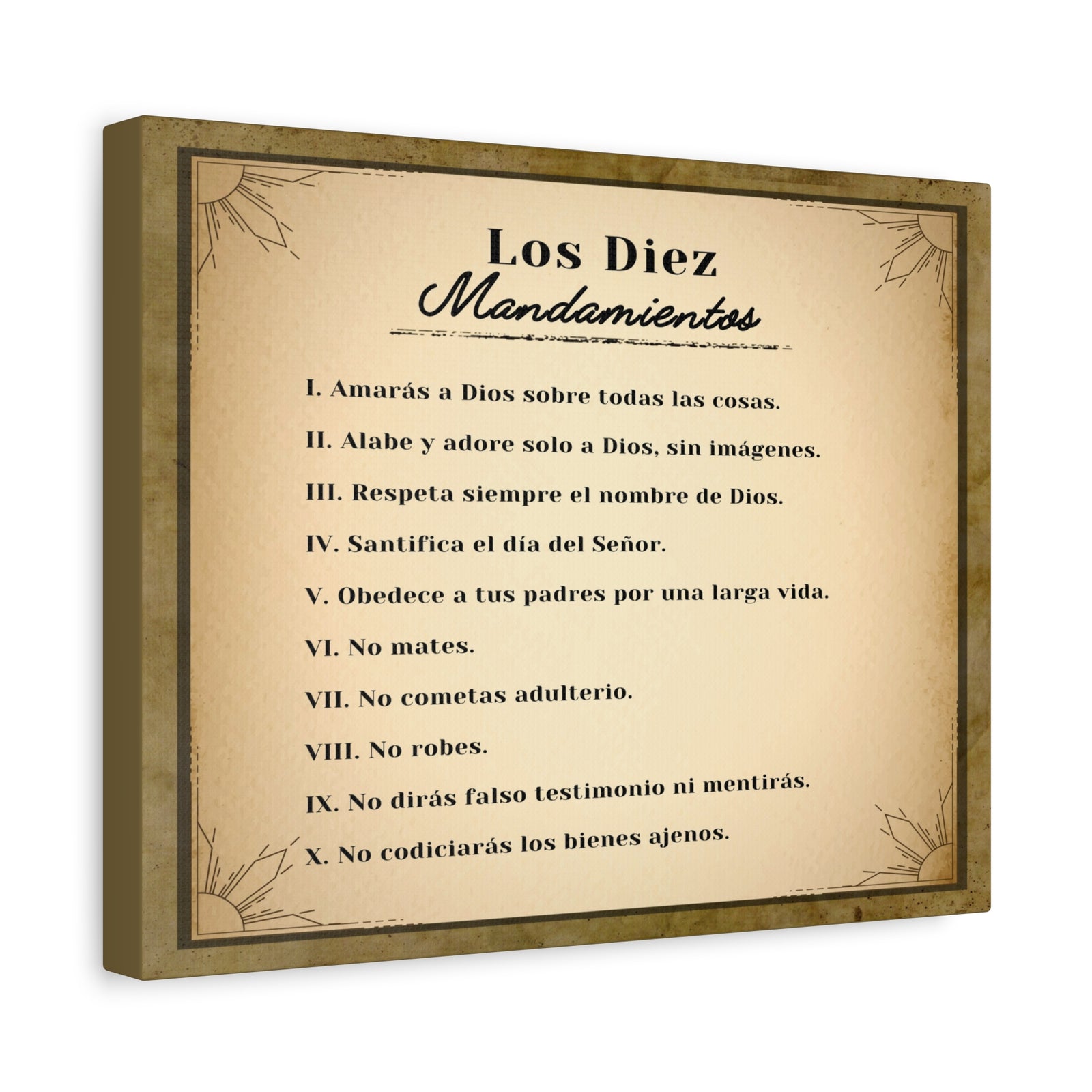 Los Diez Mandamientos 10 Commandments Spanish Christian Wall Art Print Ready to Hang-Express Your Love Gifts