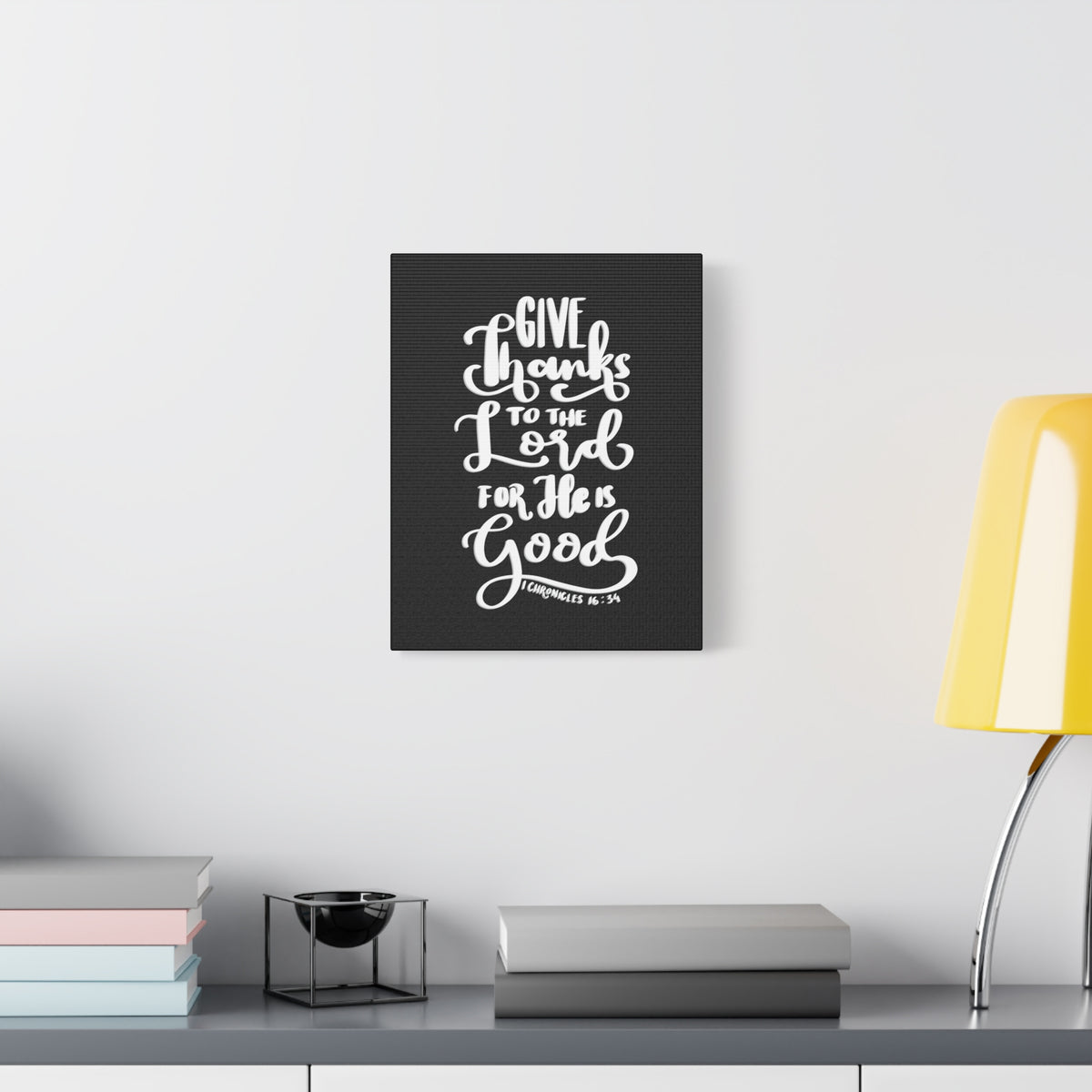 Scripture Walls Give Thanks To The Lord 1 Chronicles 16:34 Bible Verse Canvas Christian Wall Art Ready to Hang-Express Your Love Gifts
