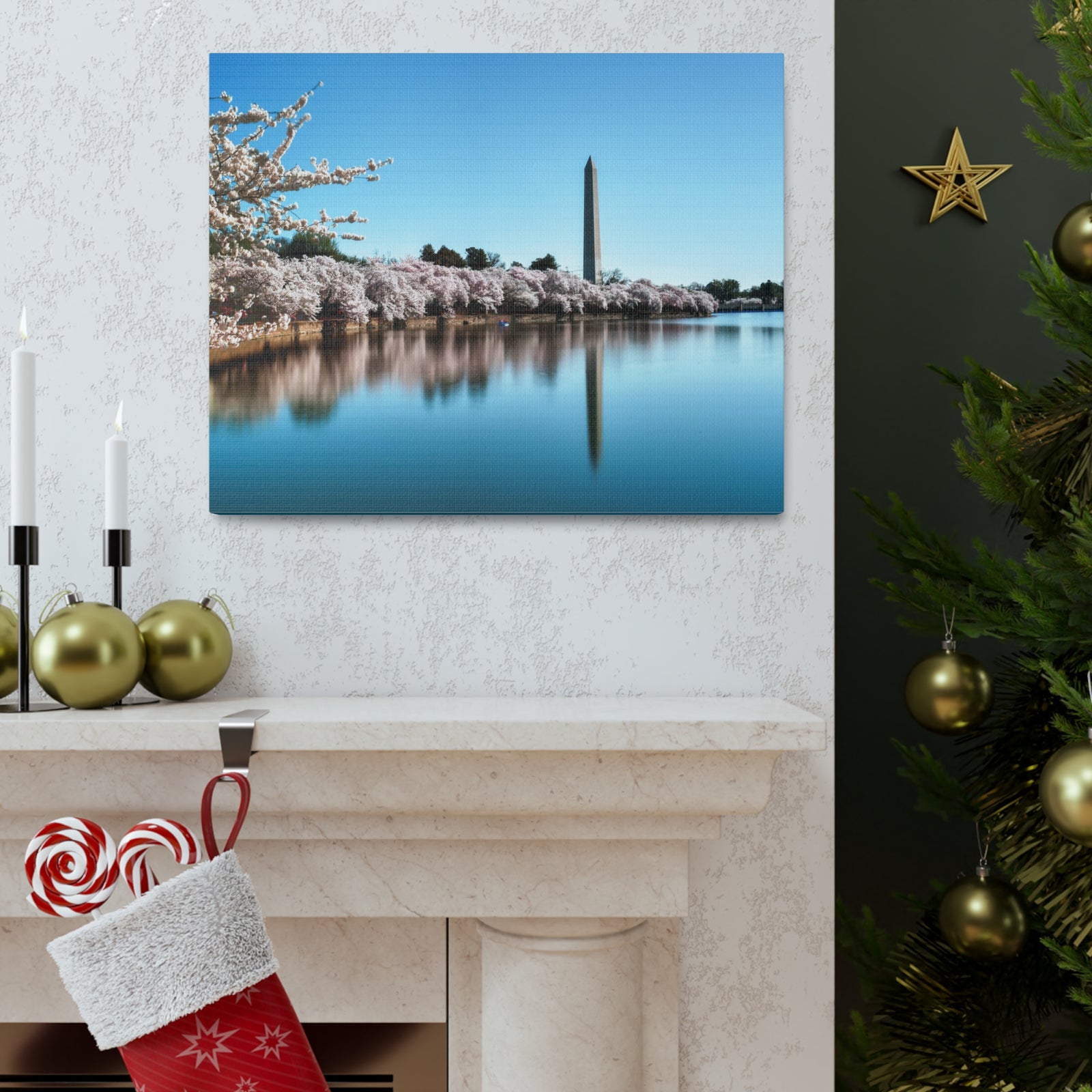 Cherry Blossom Festival at The National Mall Washington Modern Multicolor Scenic Nature Photography Canvas Home Office Decor Ready to Hang-Express Your Love Gifts