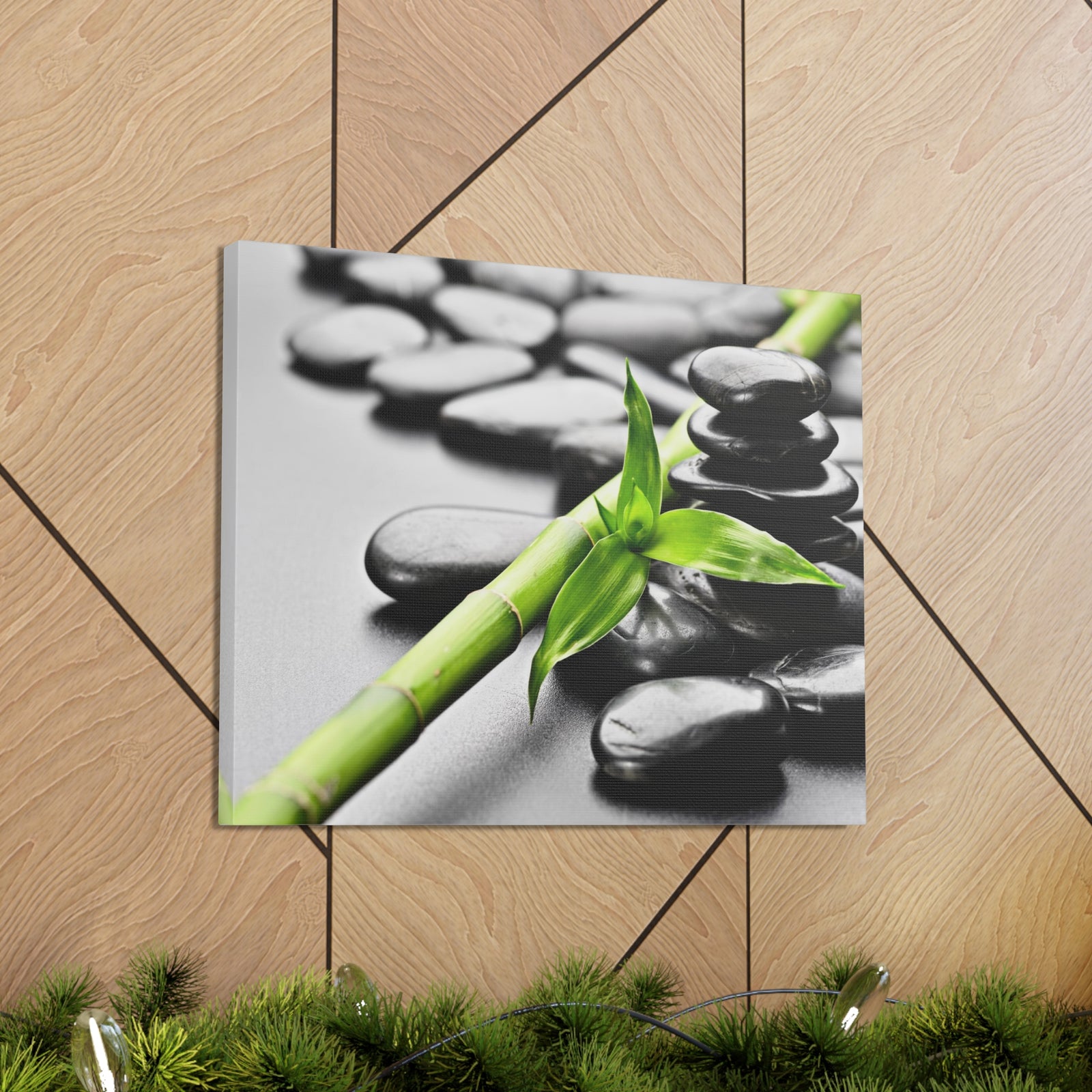 Basalt Stones on Black Forest Floral Nature Photography Canvas Wall Art for Home Decor Ready-to-Hang-Express Your Love Gifts