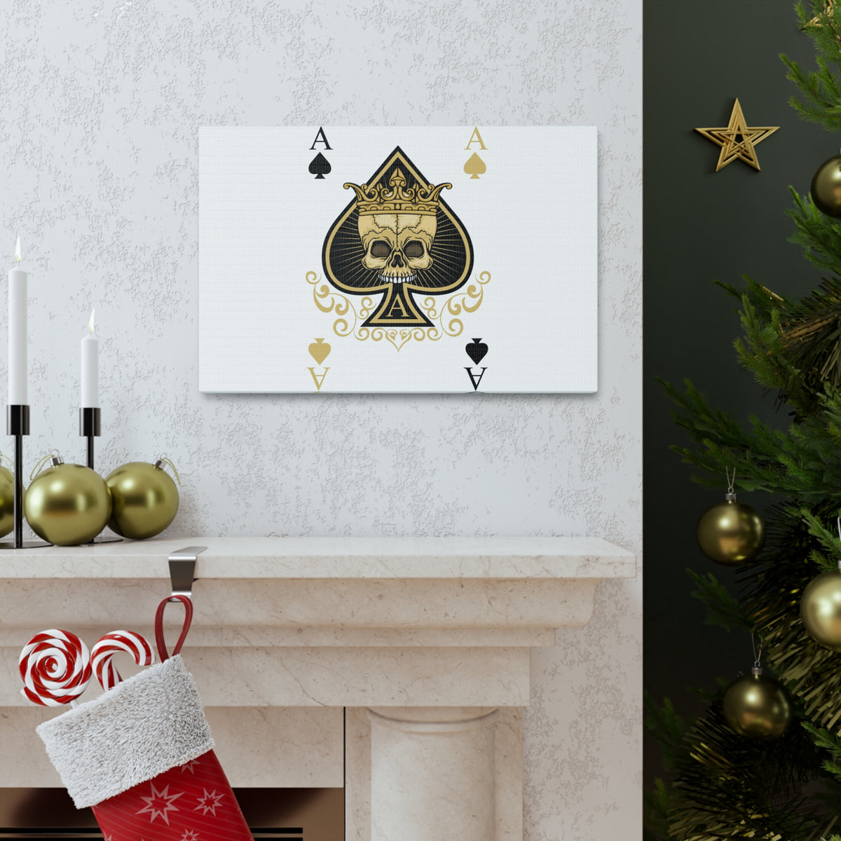 Gothic Ace Of Spades Playing Card Canvas Wall Art for Home Decor Ready-to-Hang-Express Your Love Gifts