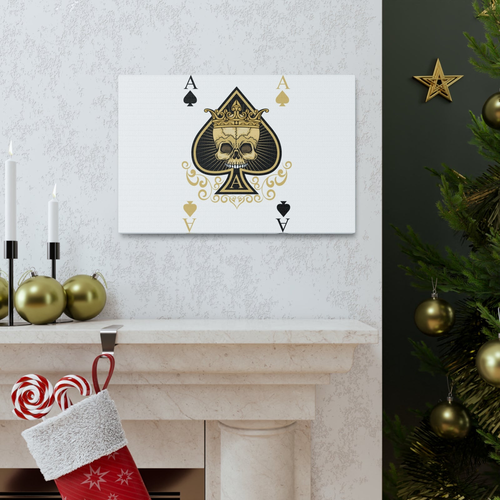 Gothic Ace Of Spades Playing Card Canvas Wall Art for Home Decor Ready-to-Hang-Express Your Love Gifts