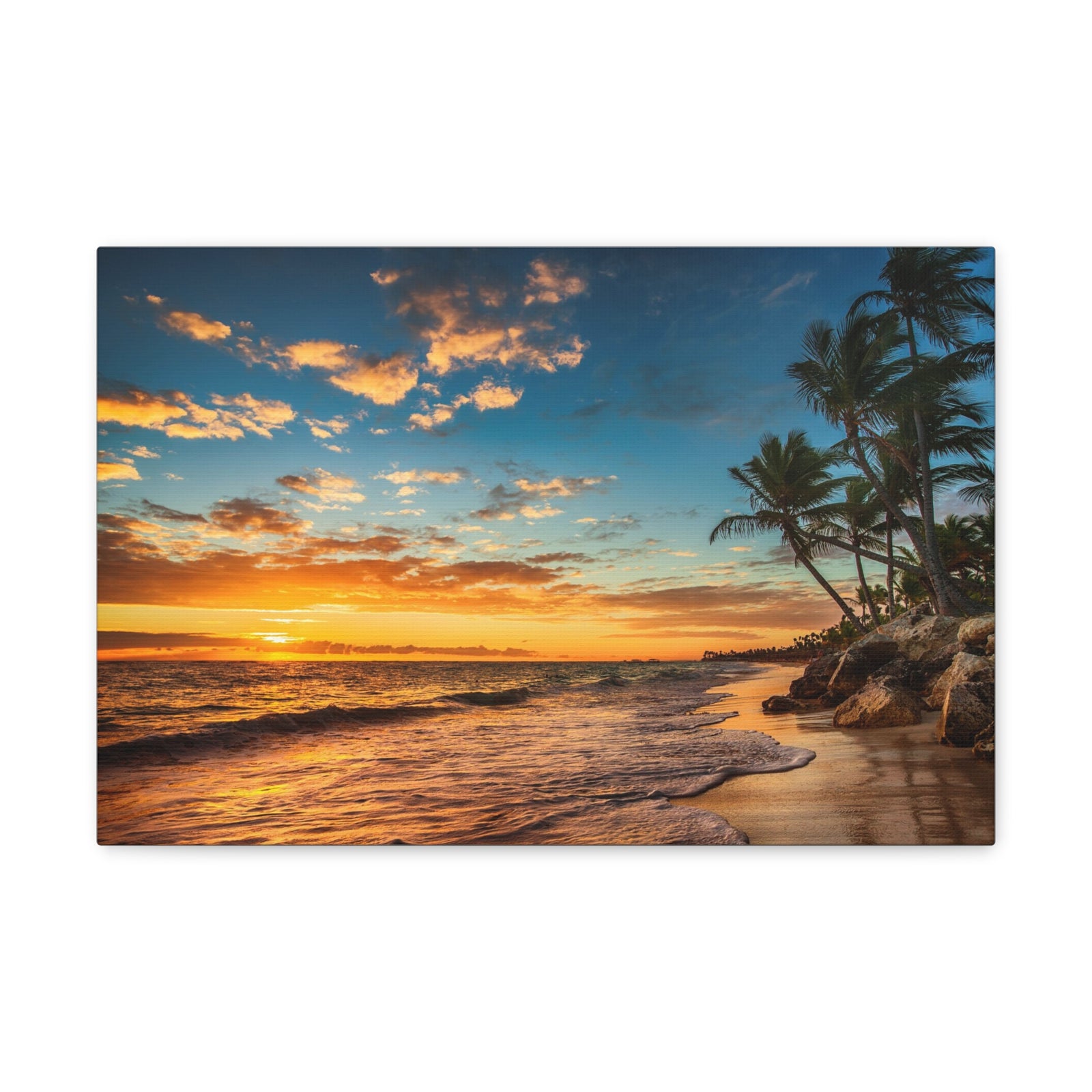 Tropical Island Beach Sunrise Ocean Canvas Wall Art for Home Decor Ready-to-Hang-Express Your Love Gifts