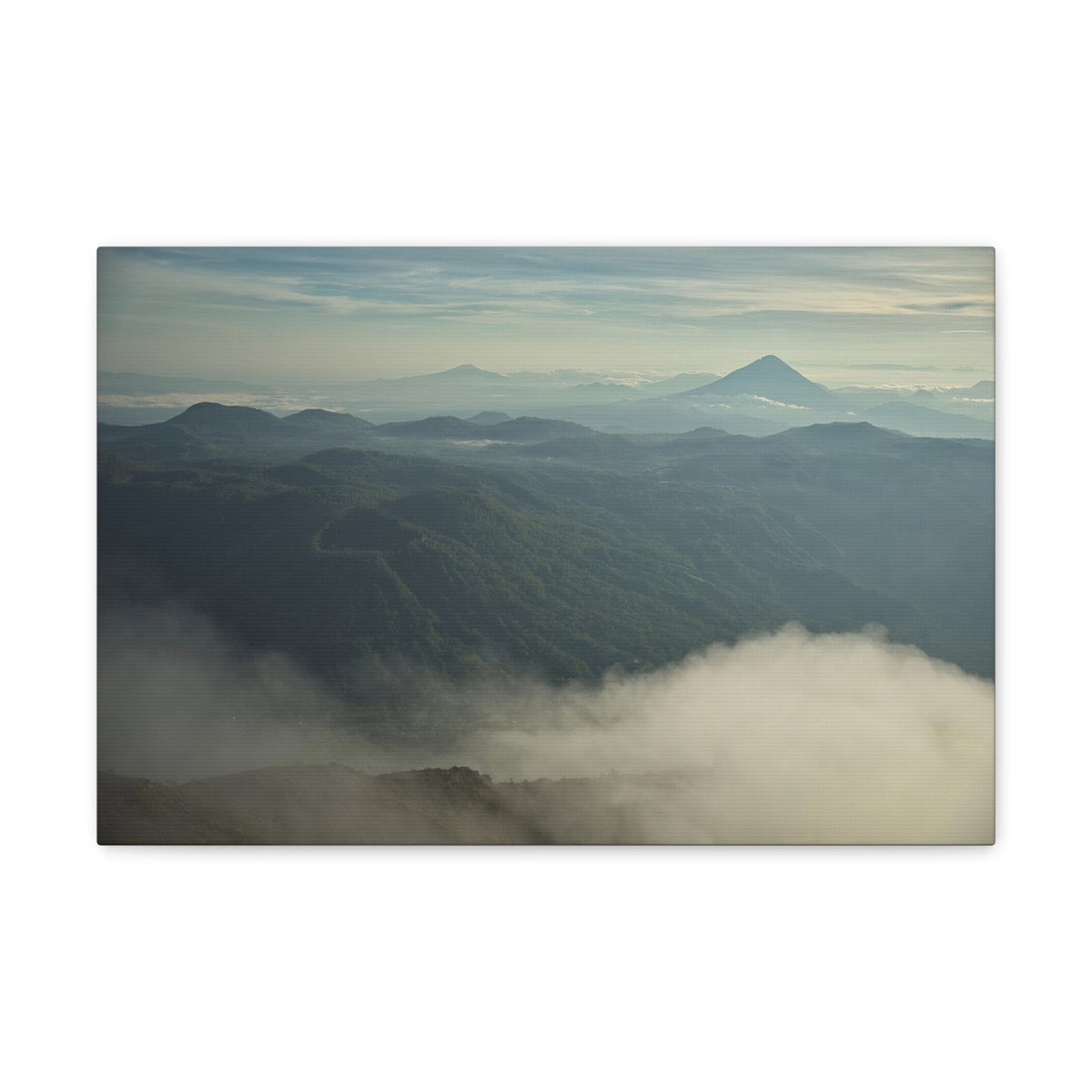 Misty Mountains Green Forest Nature Wilderness Photography Canvas Wall Art for Home Decor Ready-to-Hang-Express Your Love Gifts