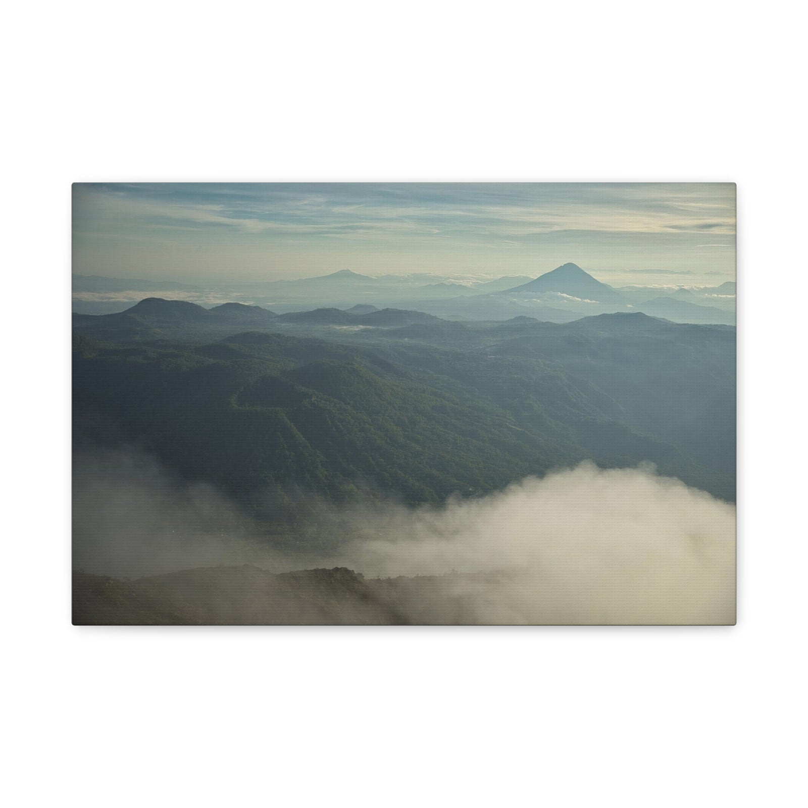 Misty Mountains Green Forest Nature Wilderness Photography Canvas Wall Art for Home Decor Ready-to-Hang-Express Your Love Gifts