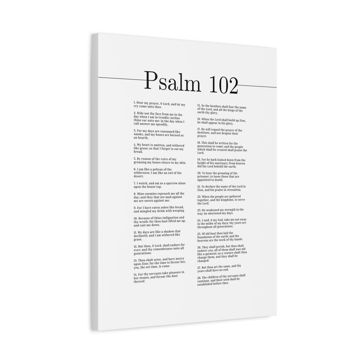 Scripture Canvas Hear My Prayer, O Lord Psalm 102 Christian Wall Art Bible Verse Print Ready to Hang-Express Your Love Gifts