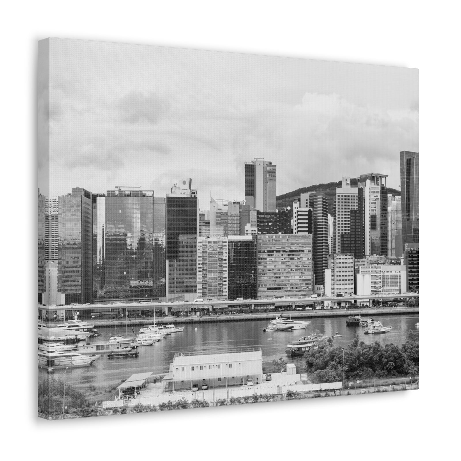 Hong Kong Black And White Skyline Canvas Artwork High-Quality Breathtaking Stunning Cityscape for Home Decor Ready to Hang-Express Your Love Gifts