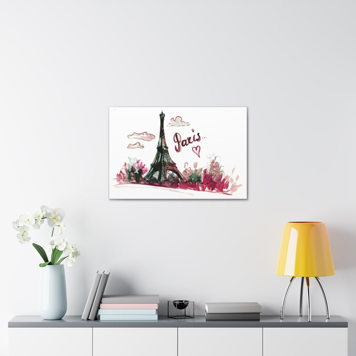 Pink Eiffel Tower Illustration Paris France Canvas Artwork High-Quality Breathtaking French City for Home Decor Ready to Hang-Express Your Love Gifts