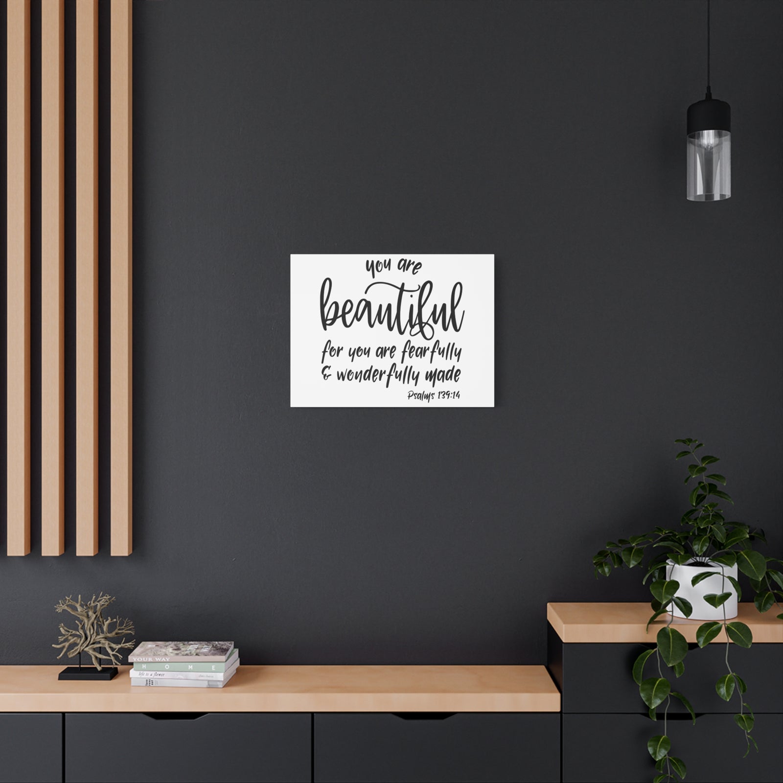 Scripture Canvas You Are Beautiful Psalm 139:14 Christian Wall Art Bible Verse Print Ready to Hang-Express Your Love Gifts