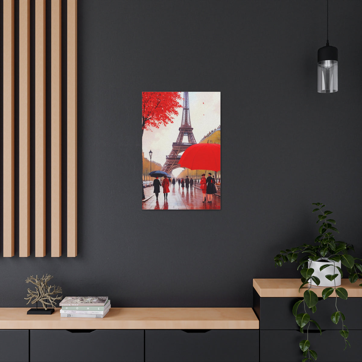 Eiffel Tower Big Red Umbrella Paris France Canvas Artwork High-Quality Breathtaking French City for Home Decor Ready to Hang-Express Your Love Gifts
