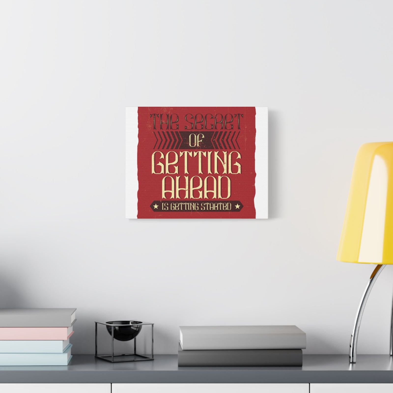 Inspirational Quote Canvas Getting Started Wall Art Motivational Motto Inspiring Prints Artwork Decor Ready to Hang-Express Your Love Gifts