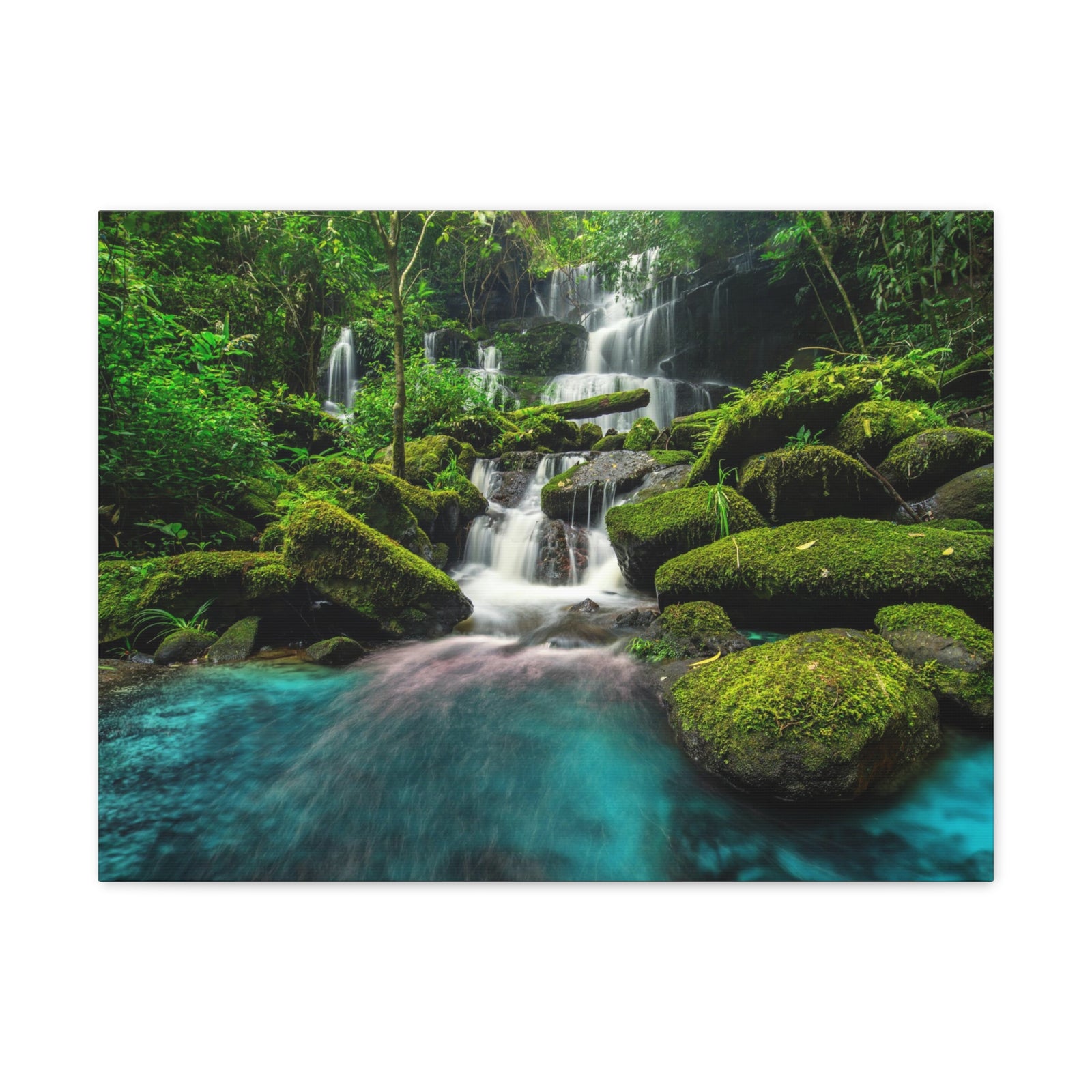 Forest Waterfall In Thailand Modern Multicolor Scenic Nature Photography Canvas Home Office Decor Ready to Hang-Express Your Love Gifts