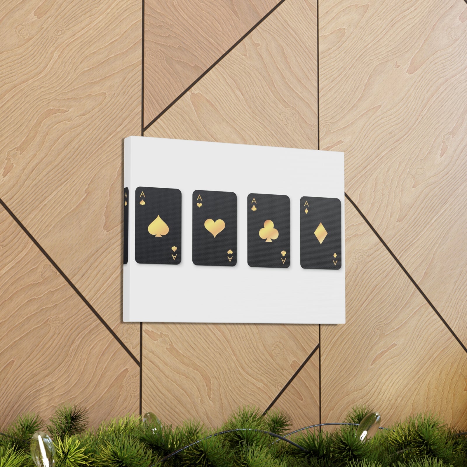 Four Black Aces Card Suits Playing Card Canvas Wall Art for Home Decor Ready-to-Hang-Express Your Love Gifts