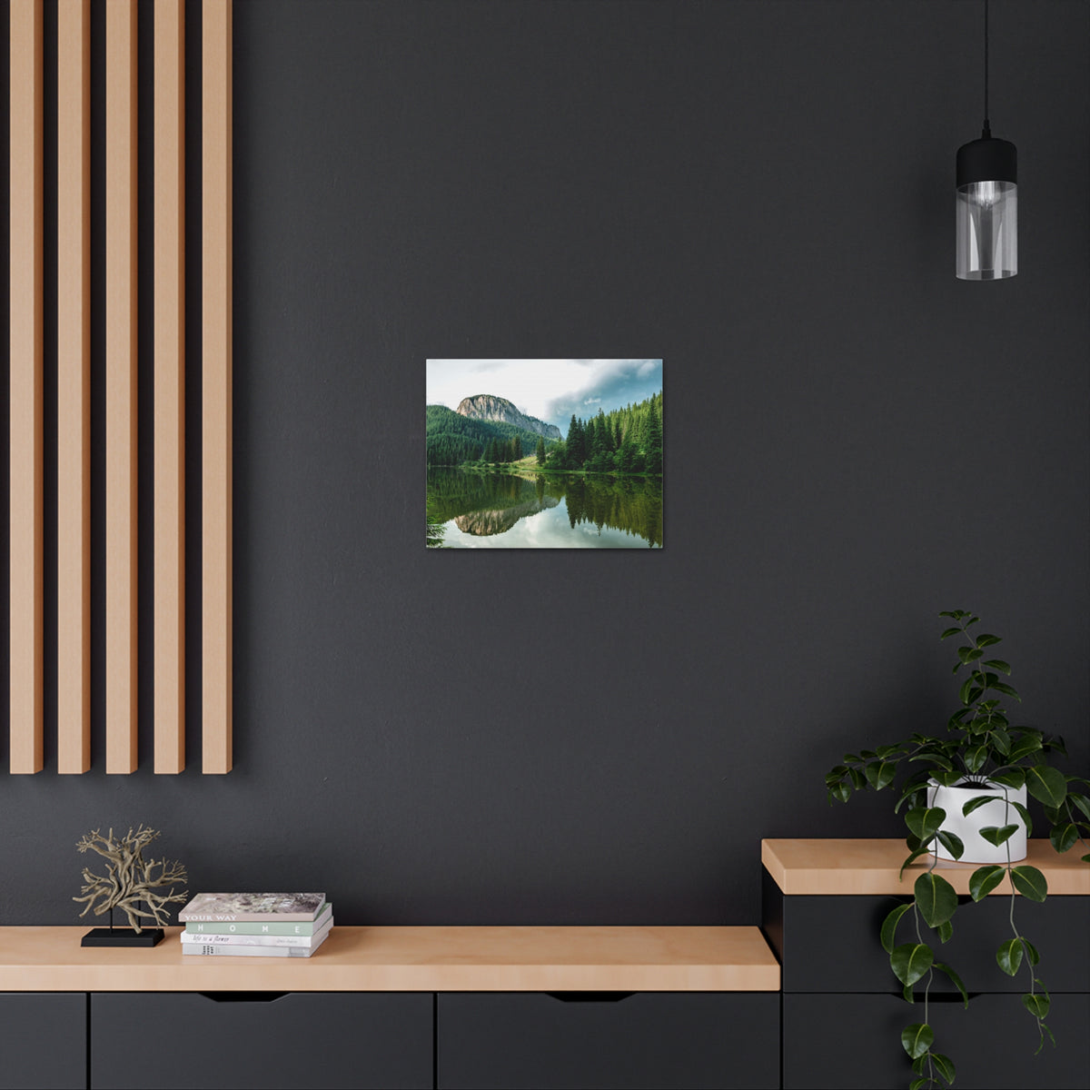 Forest Teal Lake Nature Wilderness Photography Canvas Wall Art for Home Decor Ready-to-Hang-Express Your Love Gifts