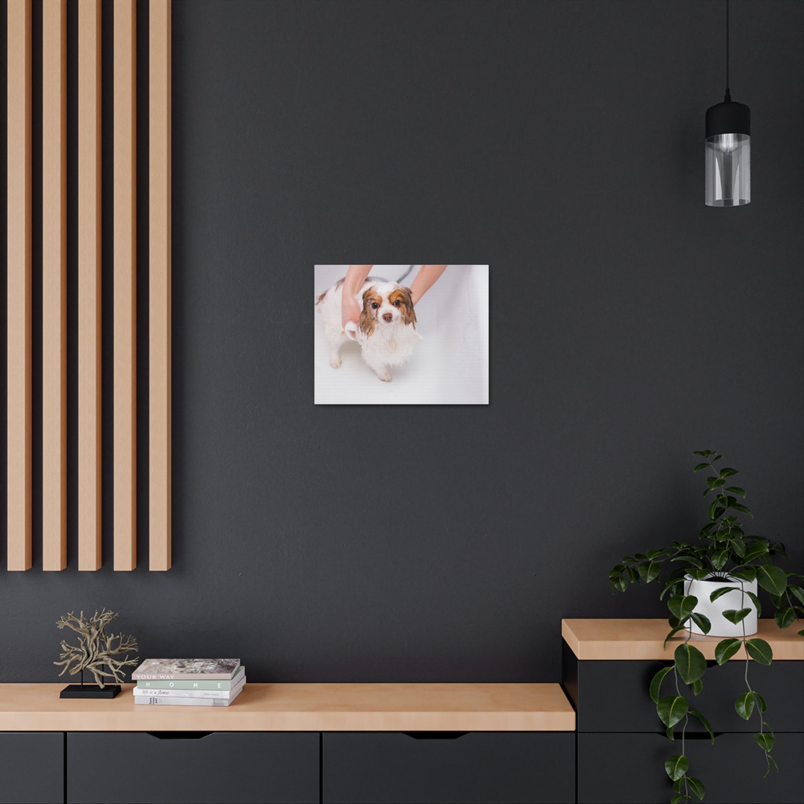 Cute Cavalier King Charles Spaniel Bath Canvas Wall Art for Home Decor Ready-to-Hang-Express Your Love Gifts