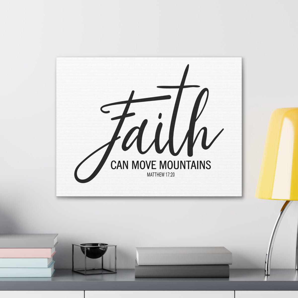 Scripture Canvas Faith Can Move Mountains Matthew 17:20 Christian Wall Art Bible Verse Print Ready To Hang-Express Your Love Gifts