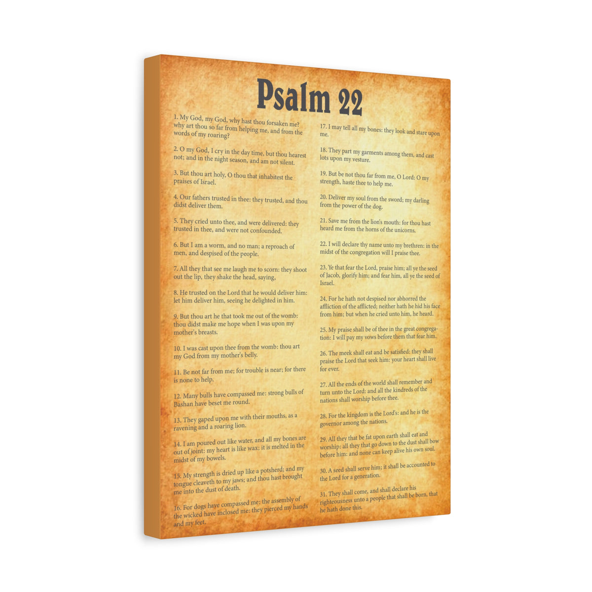 Scripture Walls Psalm 22 Gold Bible Chapter Canvas Christian Wall Art Ready to Hang-Express Your Love Gifts