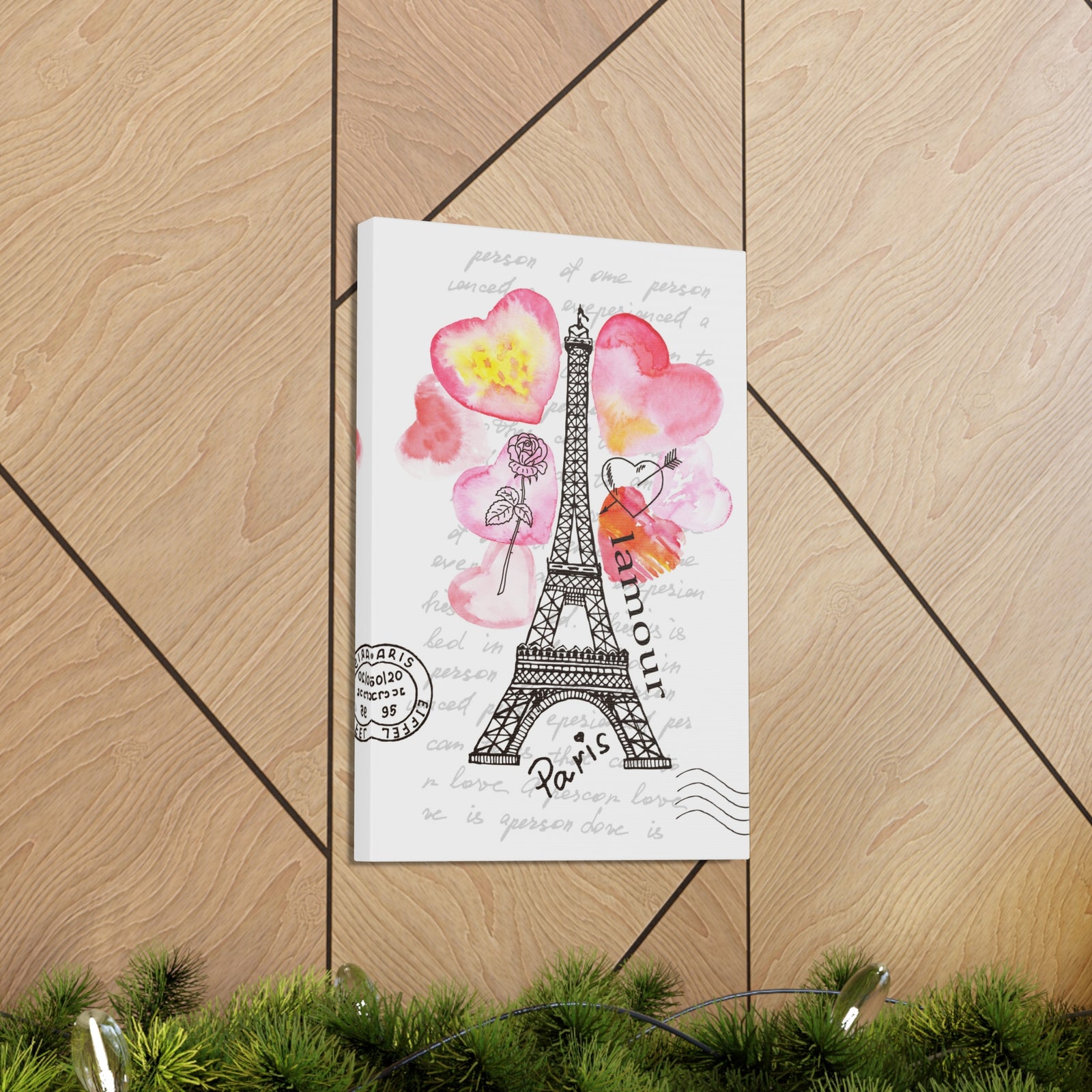 Pink Heart Eiffel Tower Paris France Canvas Artwork High-Quality Breathtaking French City for Home Decor Ready to Hang-Express Your Love Gifts