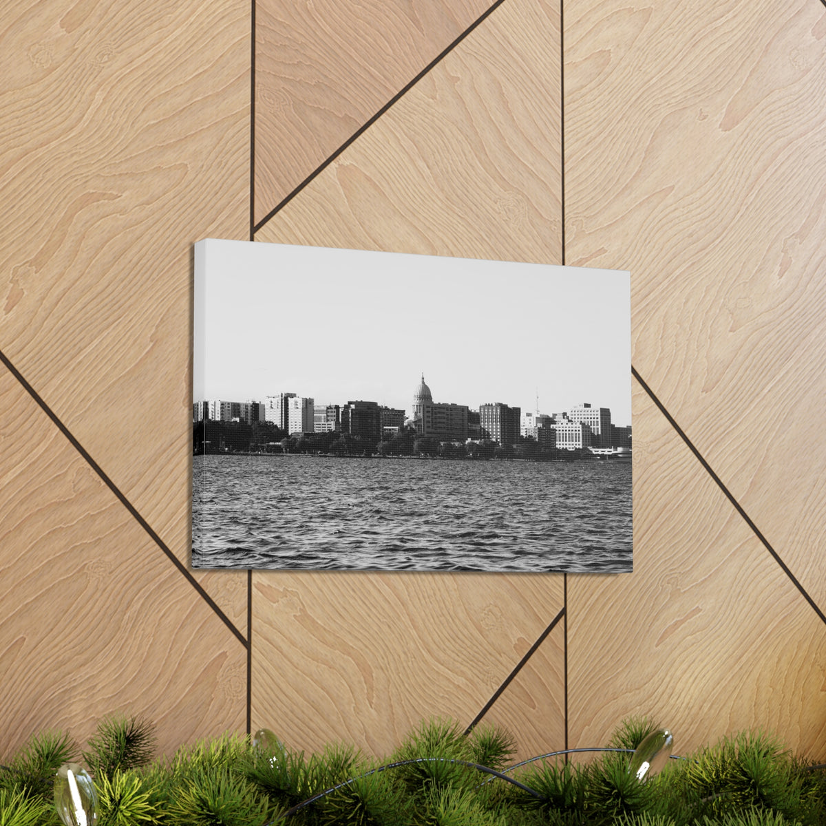 Madison Black White Skyline Canvas Artwork High-Quality Breathtaking Stunning Cityscape for Home Decor Ready to Hang-Express Your Love Gifts