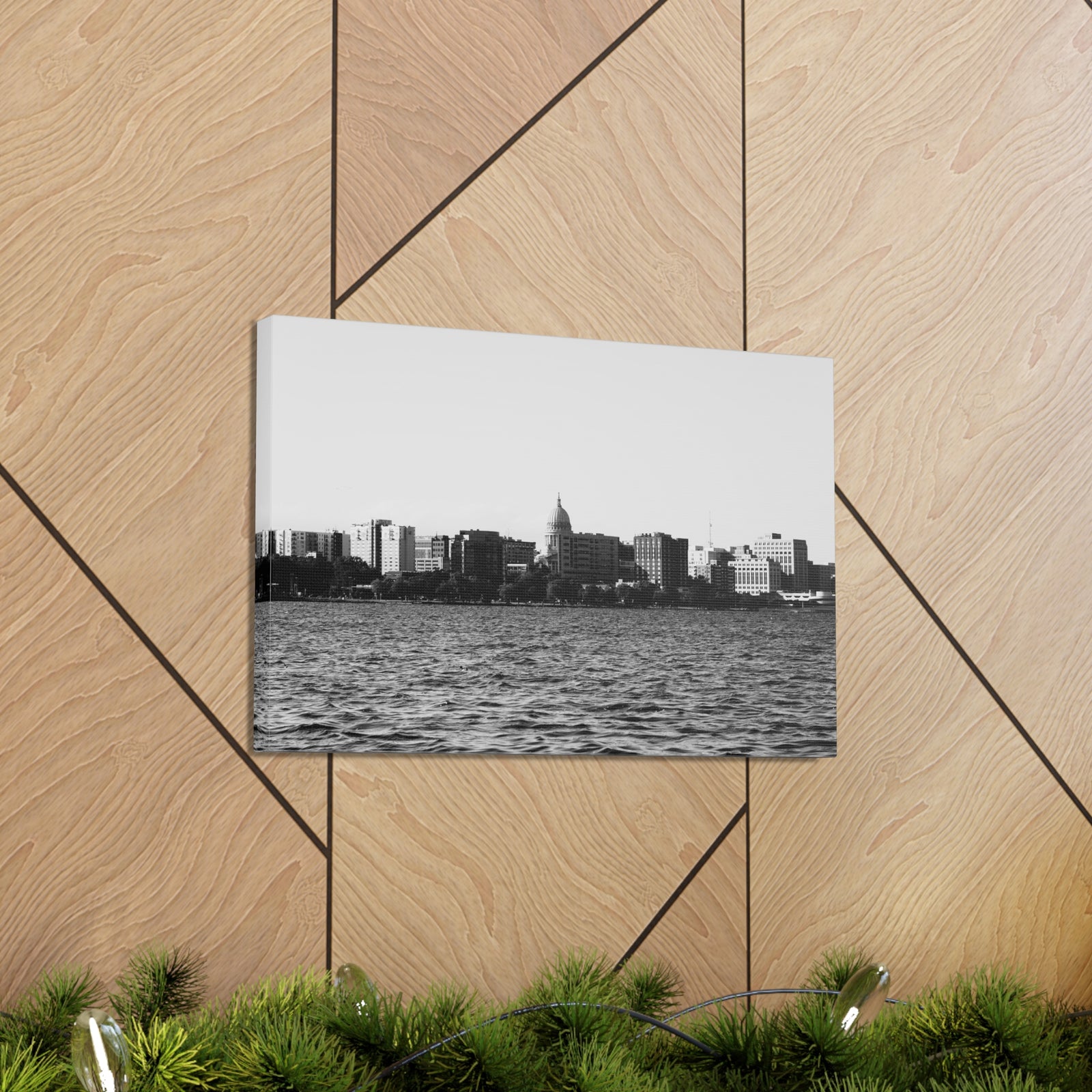 Madison Black White Skyline Canvas Artwork High-Quality Breathtaking Stunning Cityscape for Home Decor Ready to Hang-Express Your Love Gifts