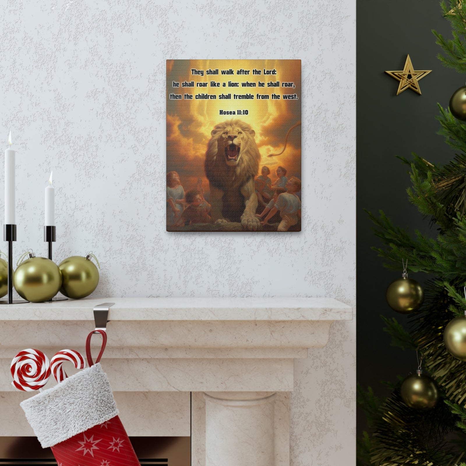 Scripture Walls They Shall Walk After the Lord Hosea 11:10 Christian Wall Art Print Ready to Hang Unframed-Express Your Love Gifts