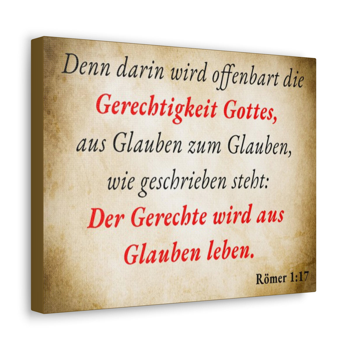 Scripture Walls Römer 1:17 Romans 1:17 Live By Faith German Gold Bible Verse Canvas Christian Wall Art Ready to Hang Unframed-Express Your Love Gifts