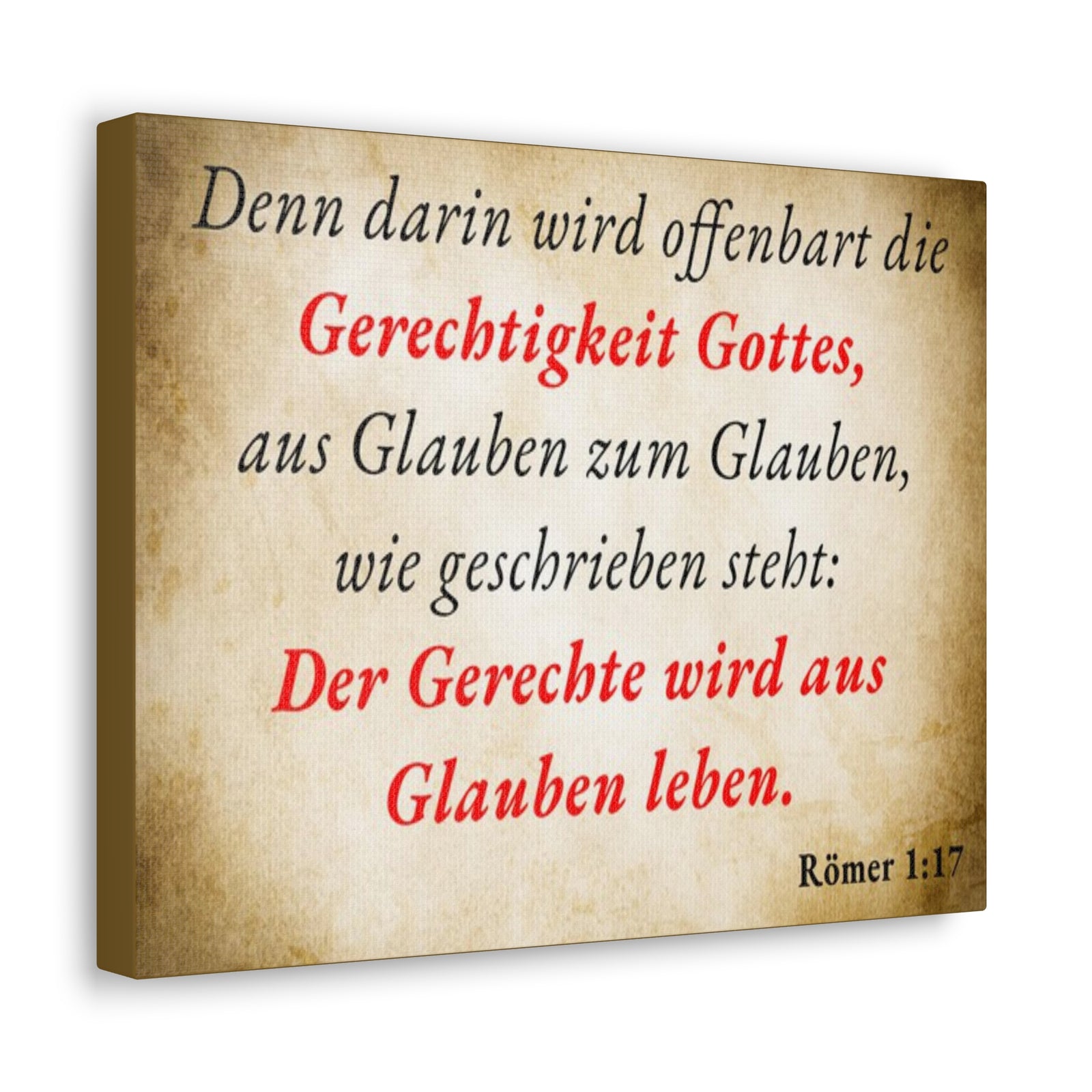 Scripture Walls Römer 1:17 Romans 1:17 Live By Faith German Gold Bible Verse Canvas Christian Wall Art Ready to Hang Unframed-Express Your Love Gifts