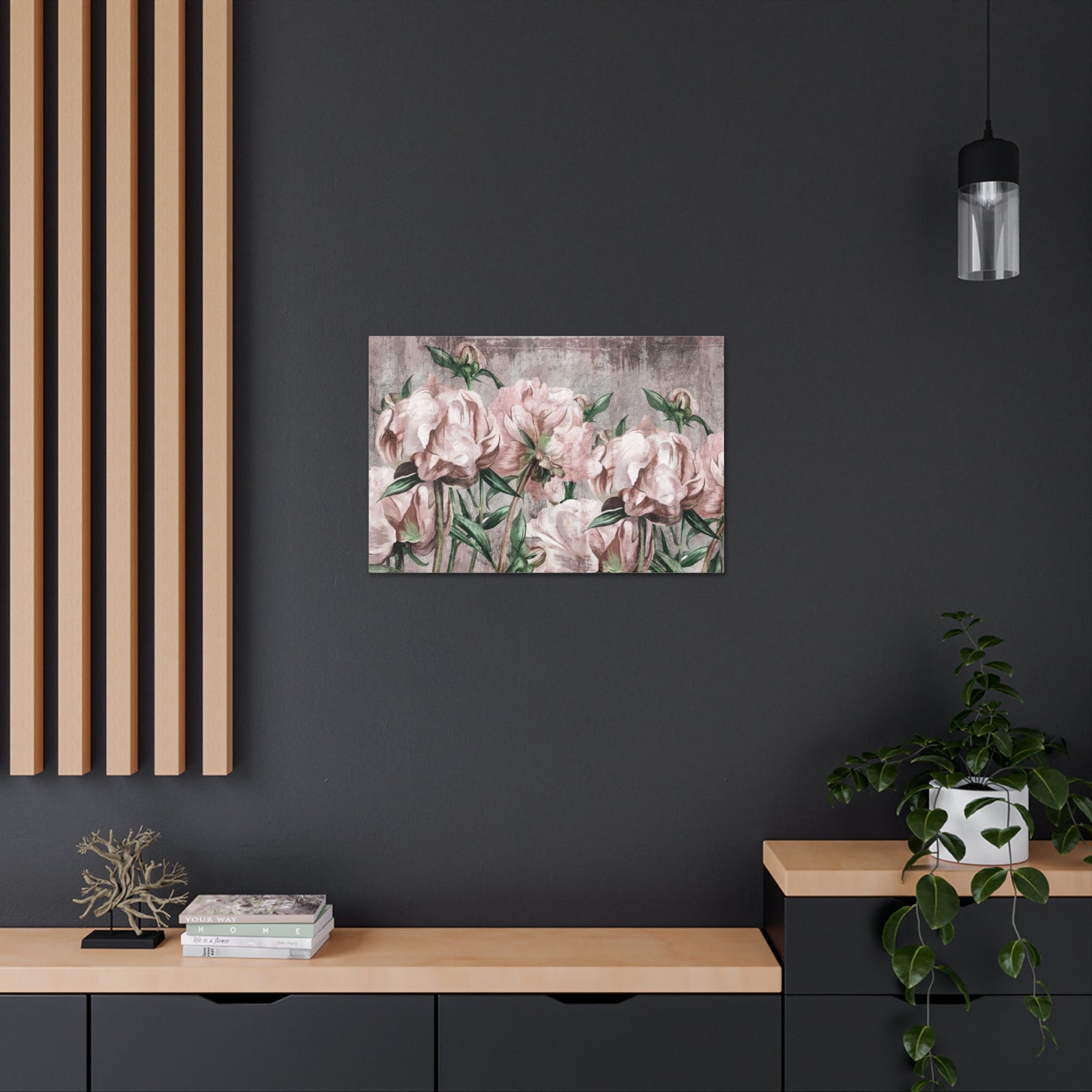 Large Art Peony Painted Flower Canvas Wall Art for Home Decor Ready-to-Hang-Express Your Love Gifts