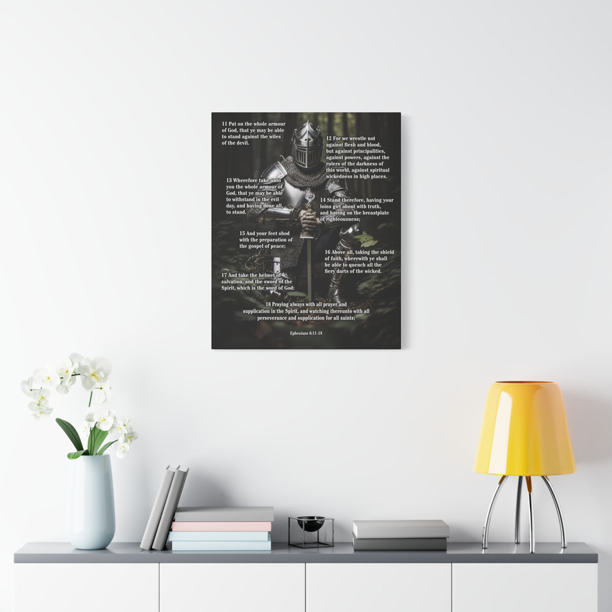 Scripture Walls Armor Of God Ephesians 6:11-18 Soldier Kneels Christian Wall Art Print Ready to Hang Unframed-Express Your Love Gifts