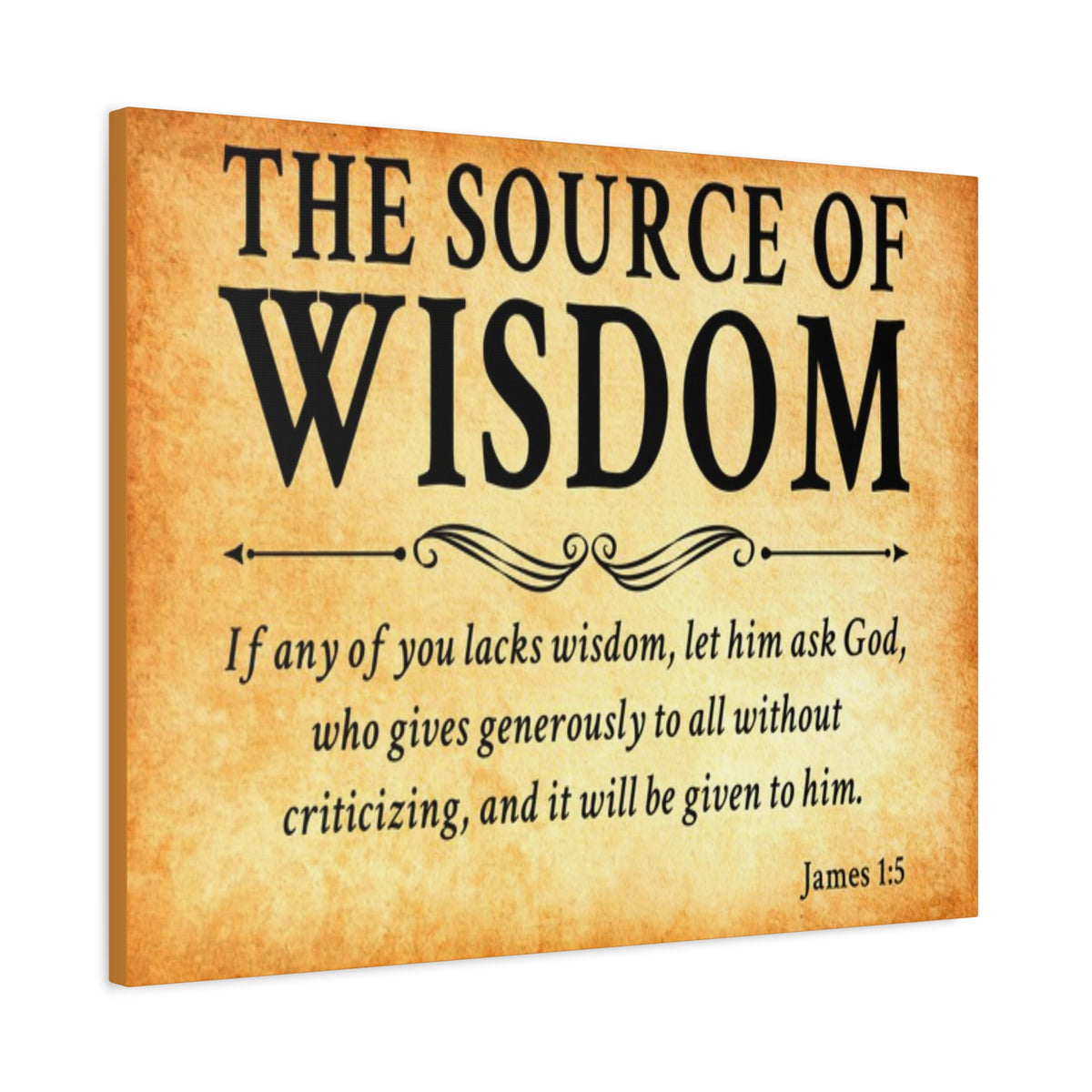 Scripture Walls James 1:5 The Source of Wisdom Gold Bible Verse Canvas Christian Wall Art Ready to Hang Unframed-Express Your Love Gifts