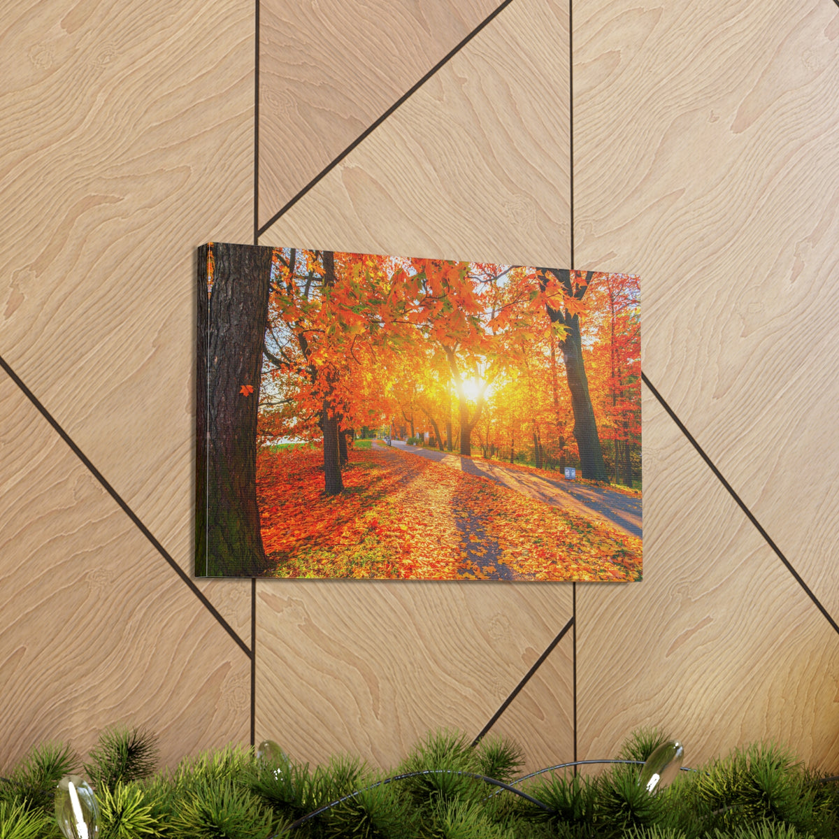 Autumn Forest Path Forest Floral Nature Photography Canvas Wall Art for Home Decor Ready-to-Hang-Express Your Love Gifts