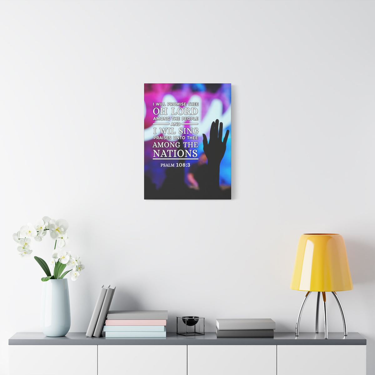Scripture Canvas Among The Nations Psalm 108:3 Christian Wall Art Bible Verse Print Ready to Hang-Express Your Love Gifts