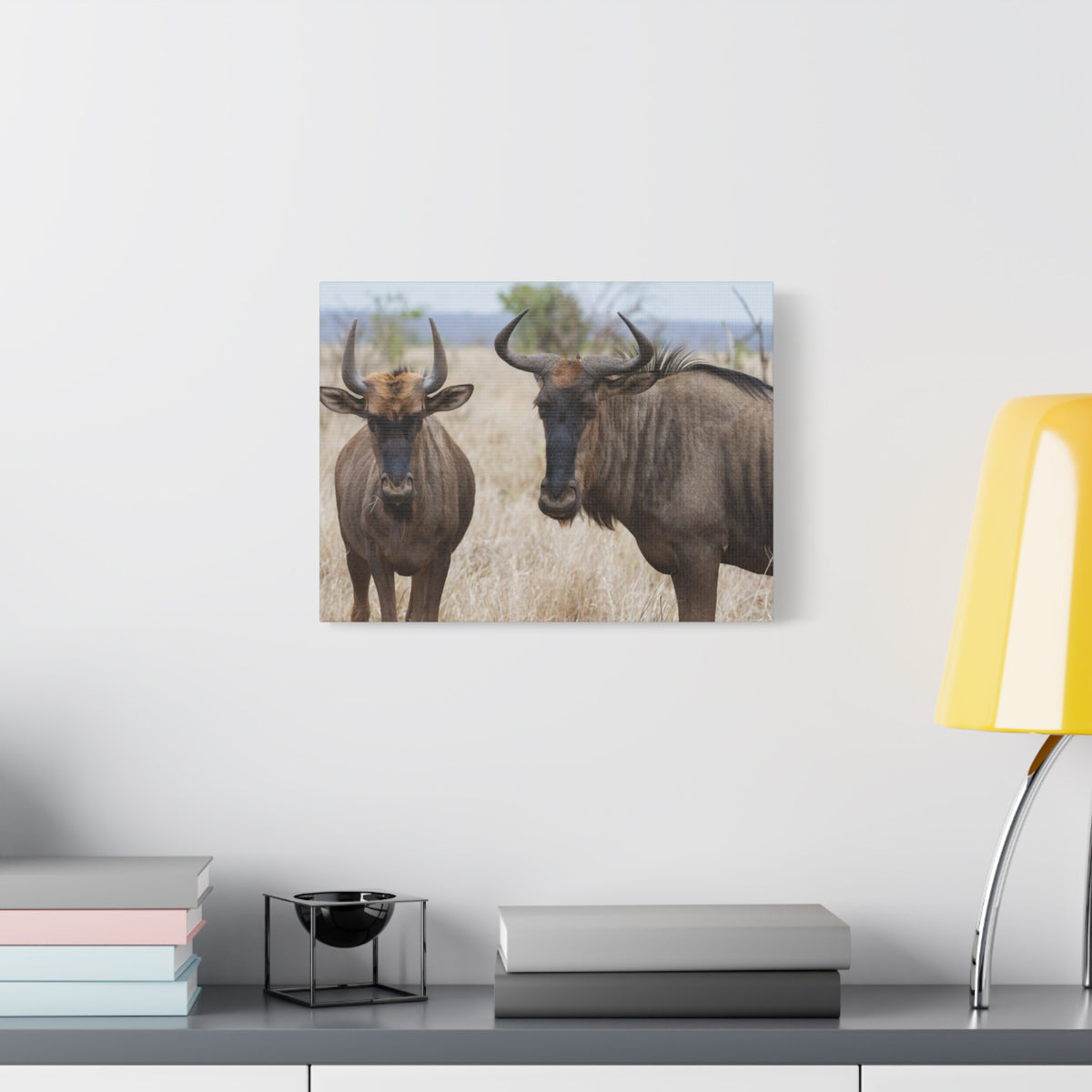 Funny Wildebeest Silly Wildebeest Scene Couple Wall Art Ready to Hang-Express Your Love Gifts