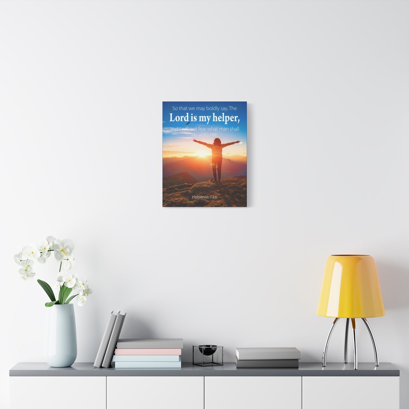 Scripture Walls Lord is My Helper Hebrews 13:6 Bible Verse Canvas Christian Wall Art Ready to Hang Unframed-Express Your Love Gifts