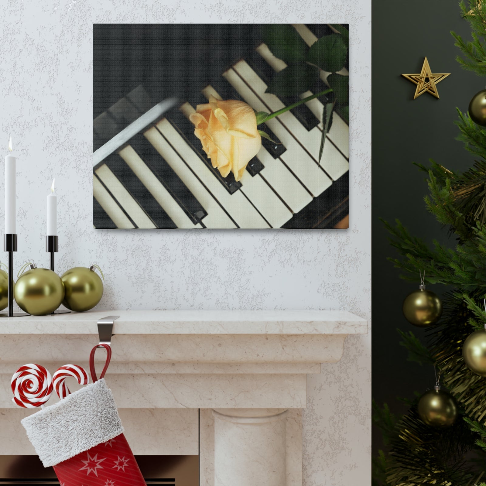 Piano Rose Music Lover's Delight Piano Keyboard Canvas Wall Art for Home Decor Ready-to-Hang-Express Your Love Gifts