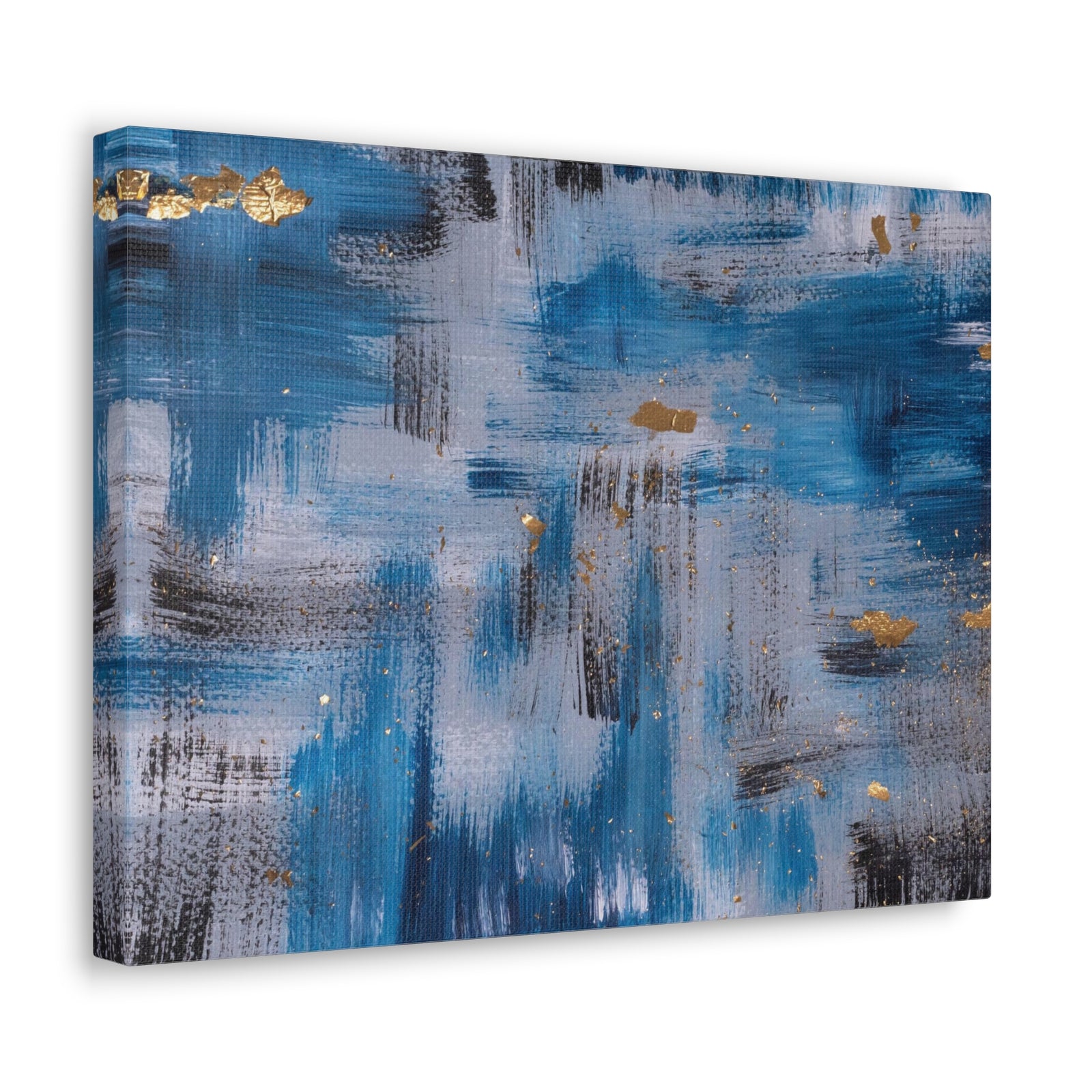 Contemporary Art Abstract Acrylic Painting Hand Painted Blue Black Gold Canvas Wall Art for Home Decor Ready-to-Hang-Express Your Love Gifts
