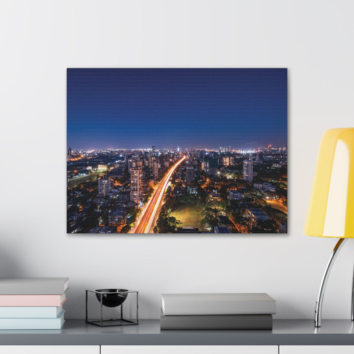 Mumbai Night Skyline Canvas Artwork High-Quality Breathtaking Stunning Cityscape for Home Decor Ready to Hang-Express Your Love Gifts