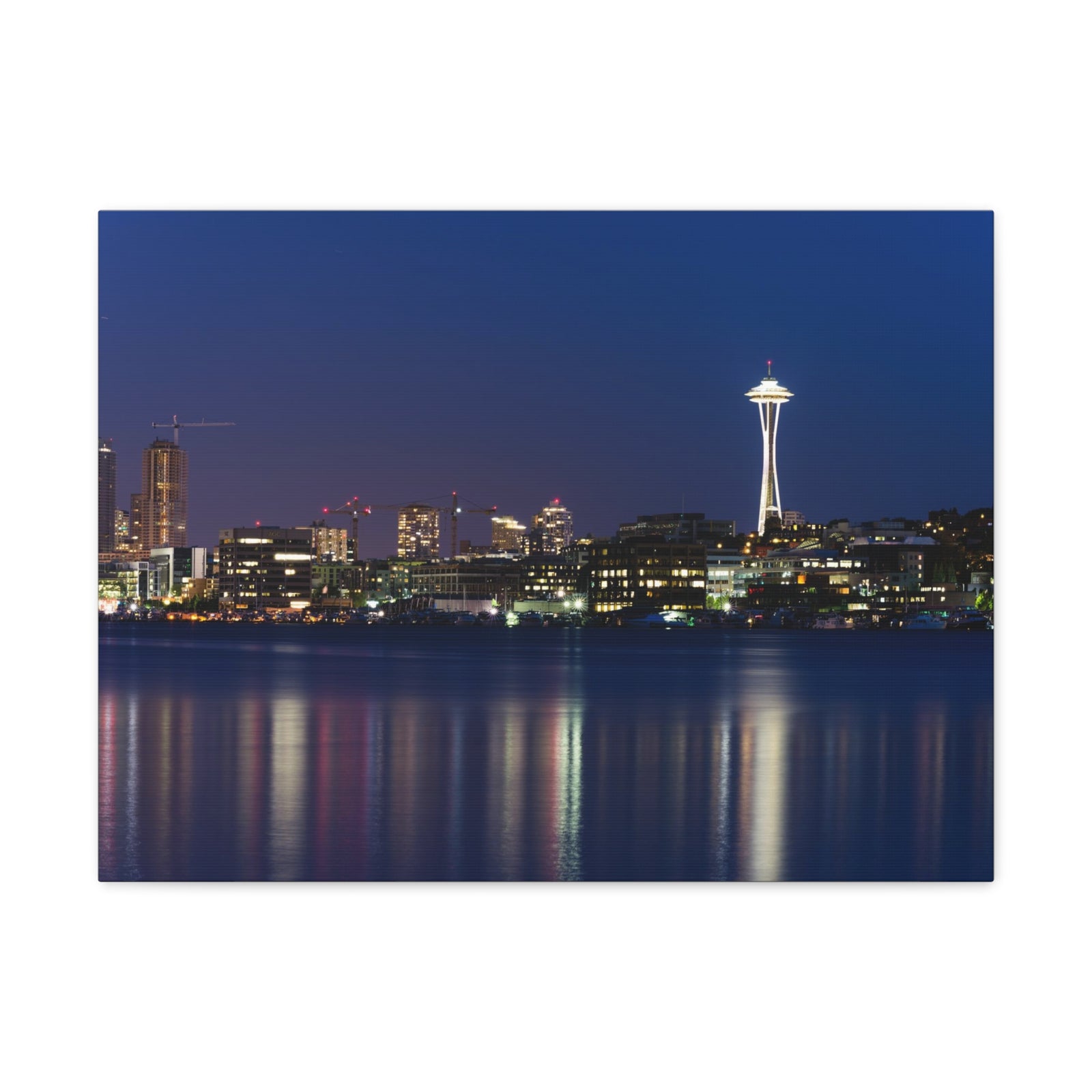 Seattle Night Skyline Canvas Artwork High-Quality Breathtaking Stunning Cityscape for Home Decor Ready to Hang-Express Your Love Gifts