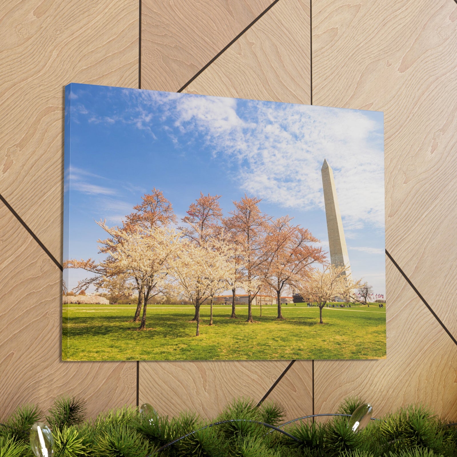 Pink Tree Cherry Blossom Festival at The National Mall Washington Modern Multicolor Scenic Nature Photography Canvas Home Office Decor Ready to Hang-Express Your Love Gifts