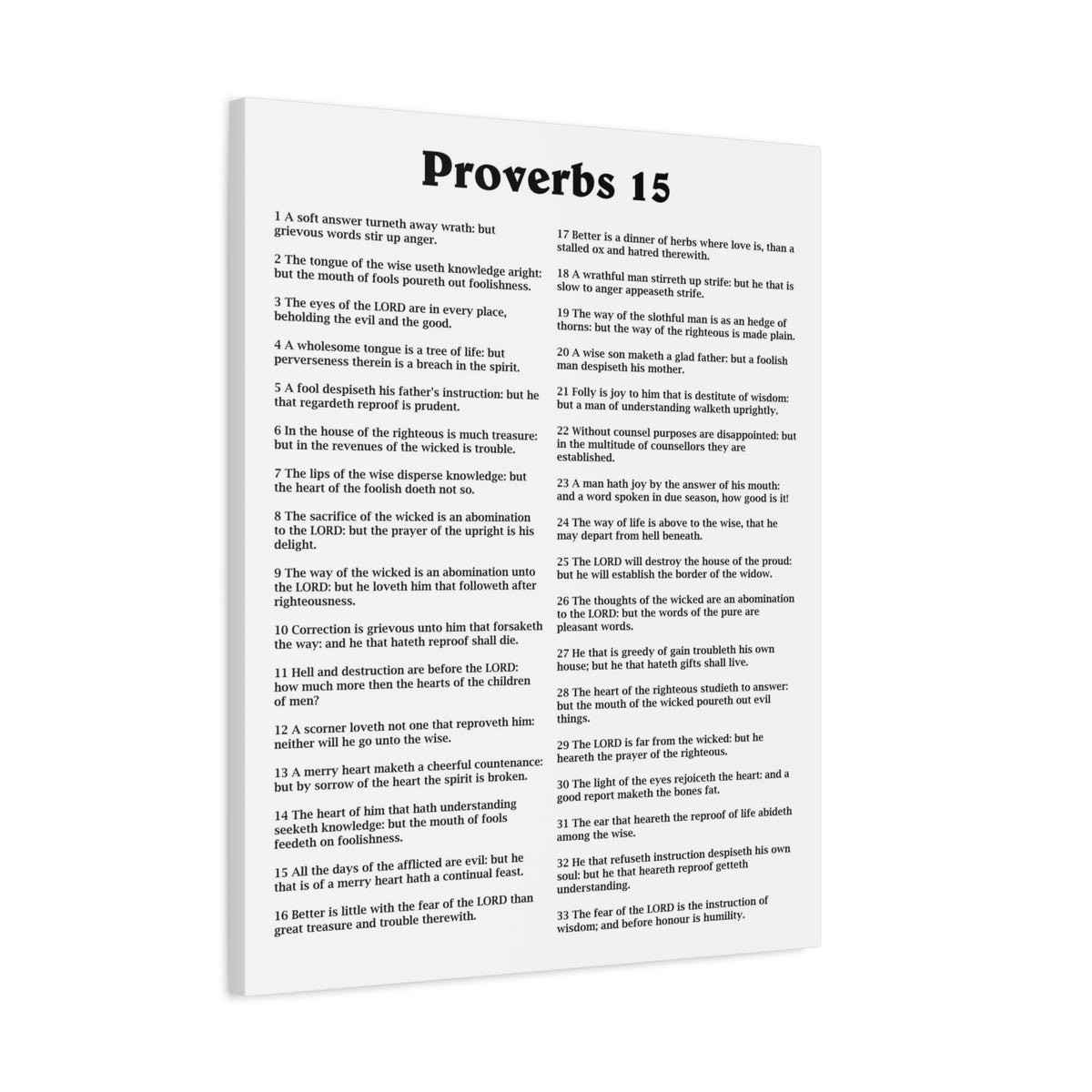 Scripture Walls Proverbs Chapter 15 White Bible Canvas Christian Wall Art Ready to Hang Unframed-Express Your Love Gifts