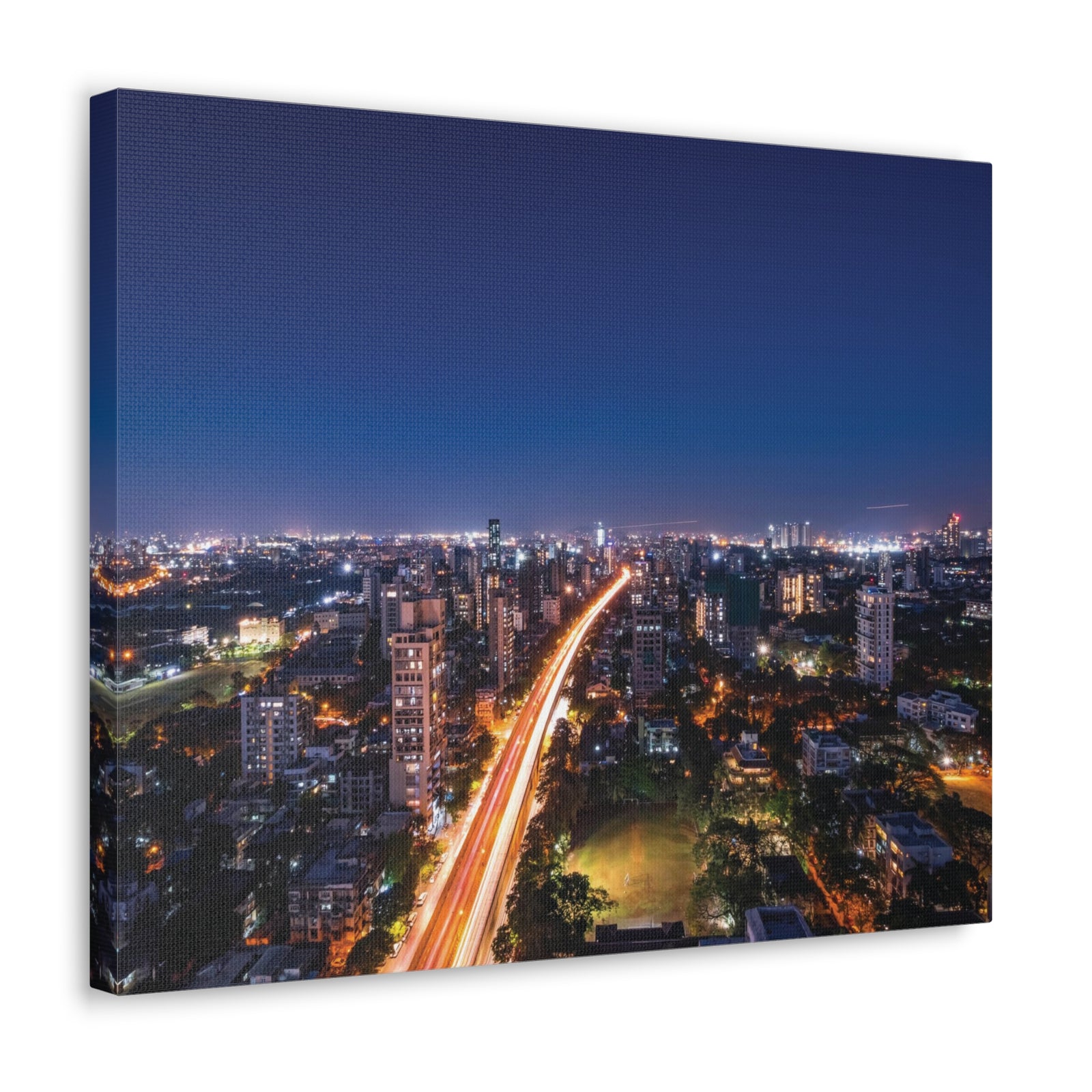 Mumbai Night Skyline Canvas Artwork High-Quality Breathtaking Stunning Cityscape for Home Decor Ready to Hang-Express Your Love Gifts